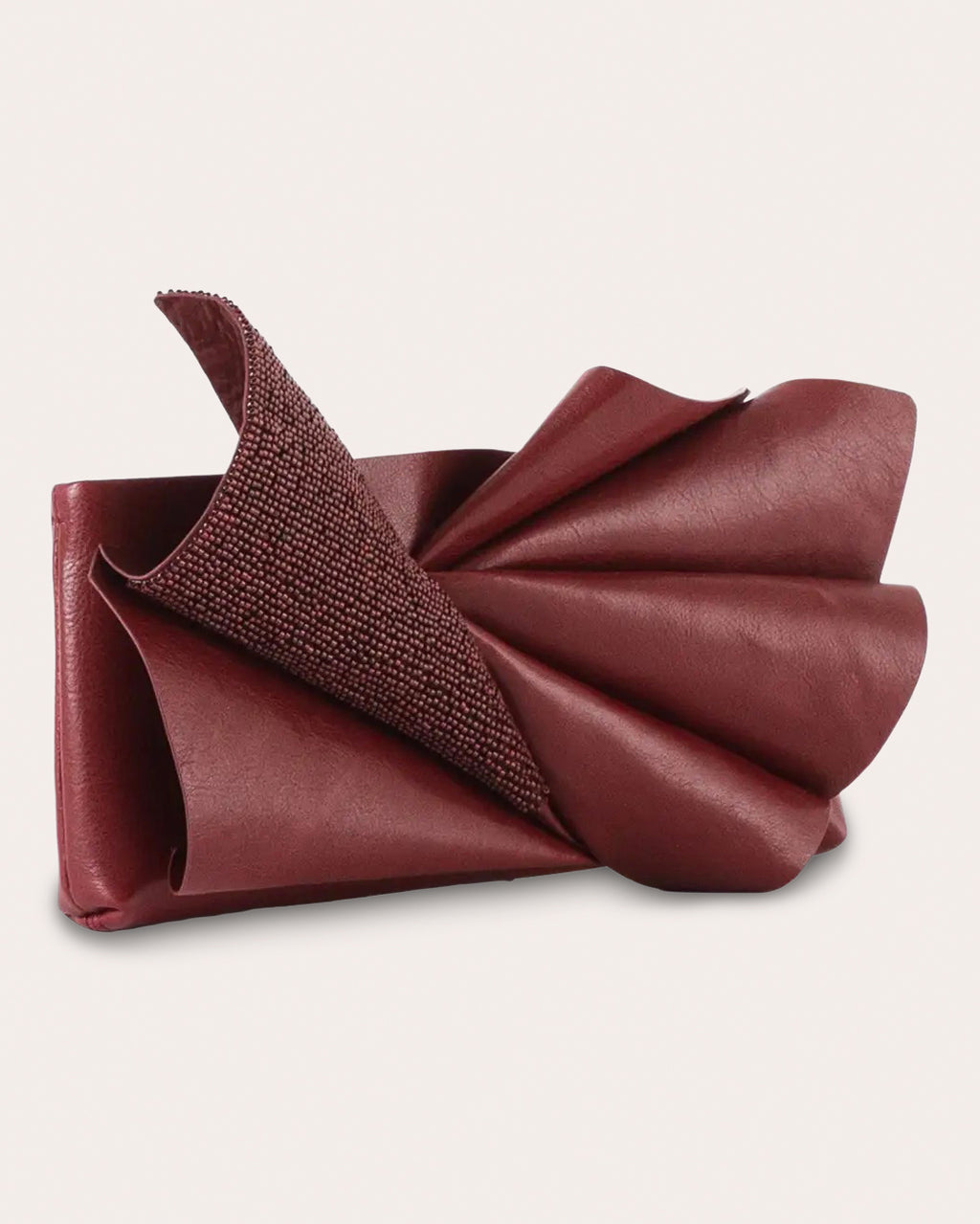 Midnight Bloom Beaded Leather Clutch