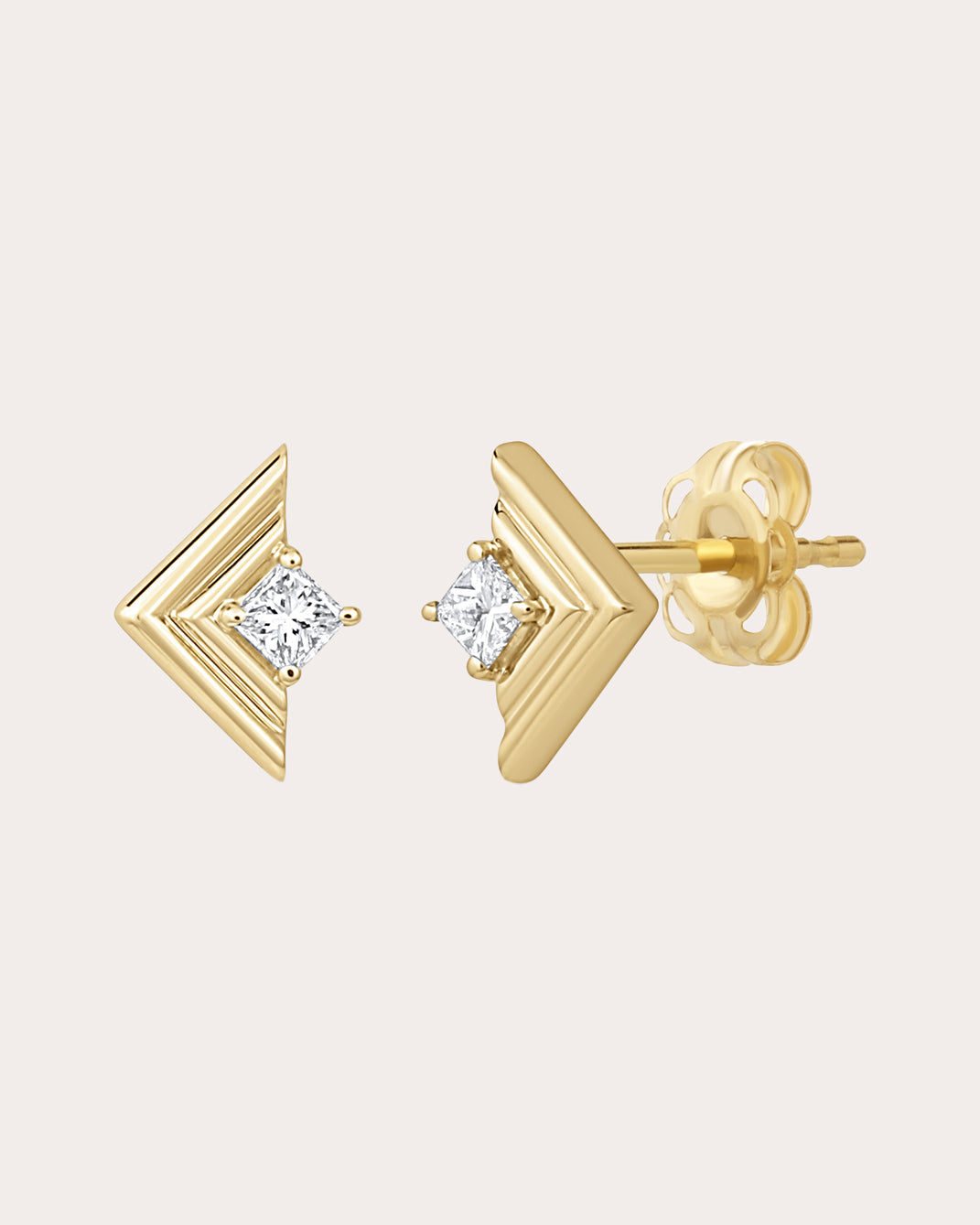 Diamond & 14k Gold Revival Mini Frame Stud Earrings