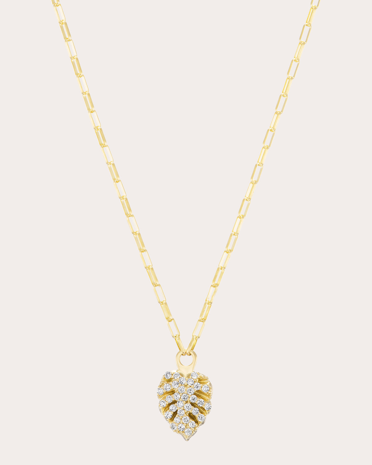 Diamond Mini Monstera Pendant Necklace