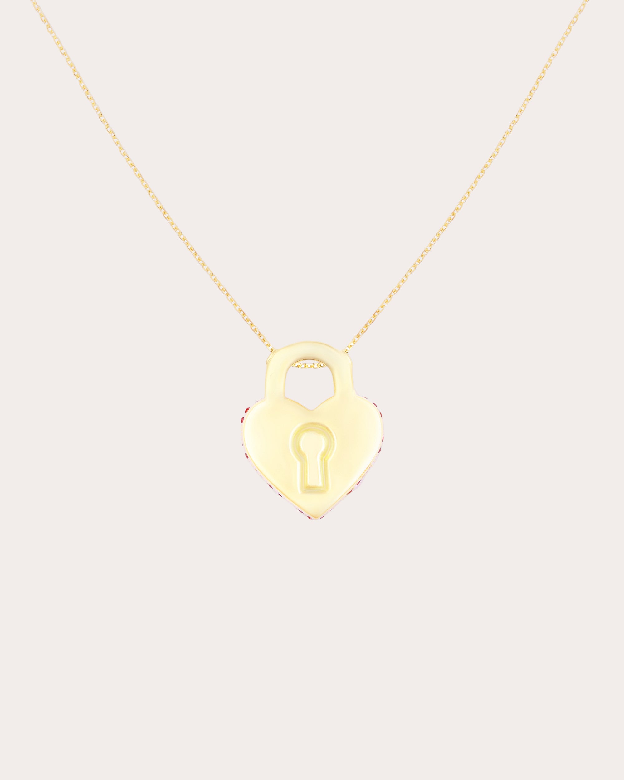 Ruby & Black Diamond 14k Gold Juju Heart Locket Pendant Necklace