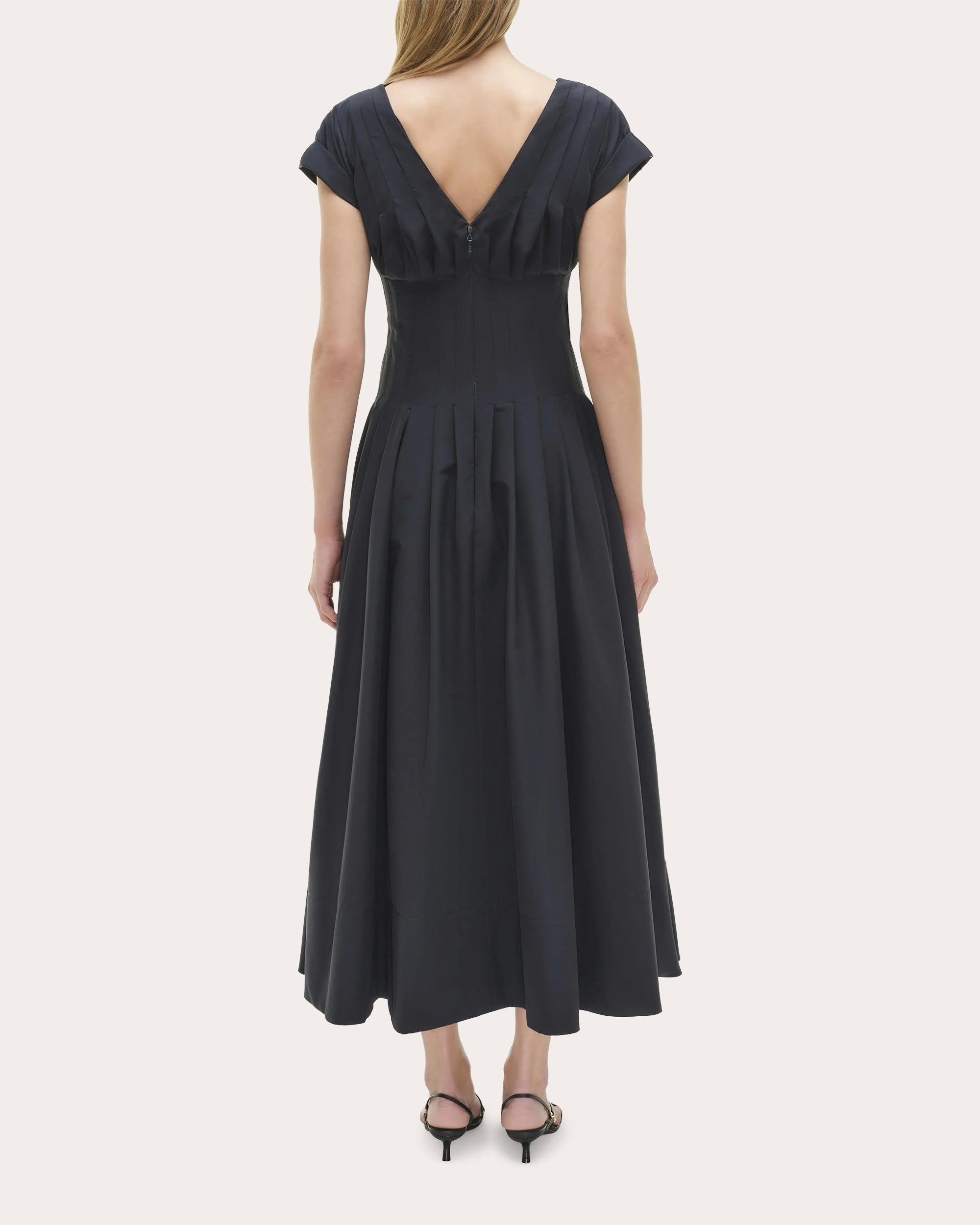 knee length dresses for ladies Yellow Sleeveless Faille A-Line Midi Dress With Belt