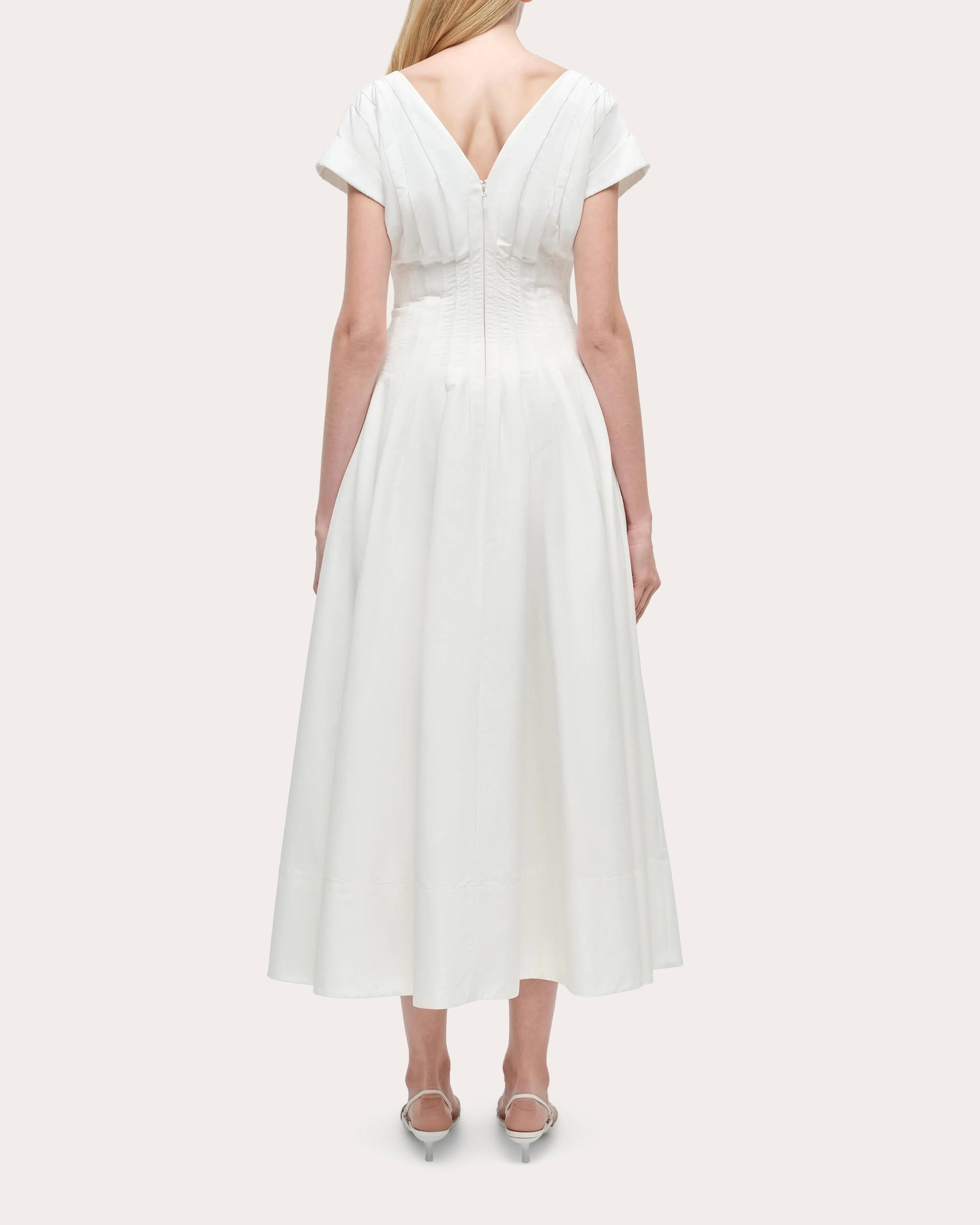 Nina Pleated Faille Midi Dress