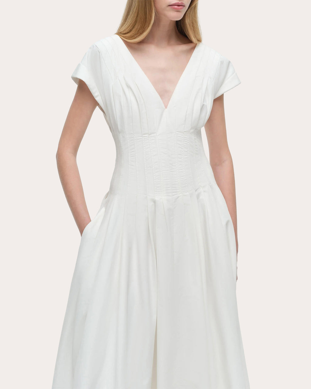 Nina Pleated Faille Midi Dress