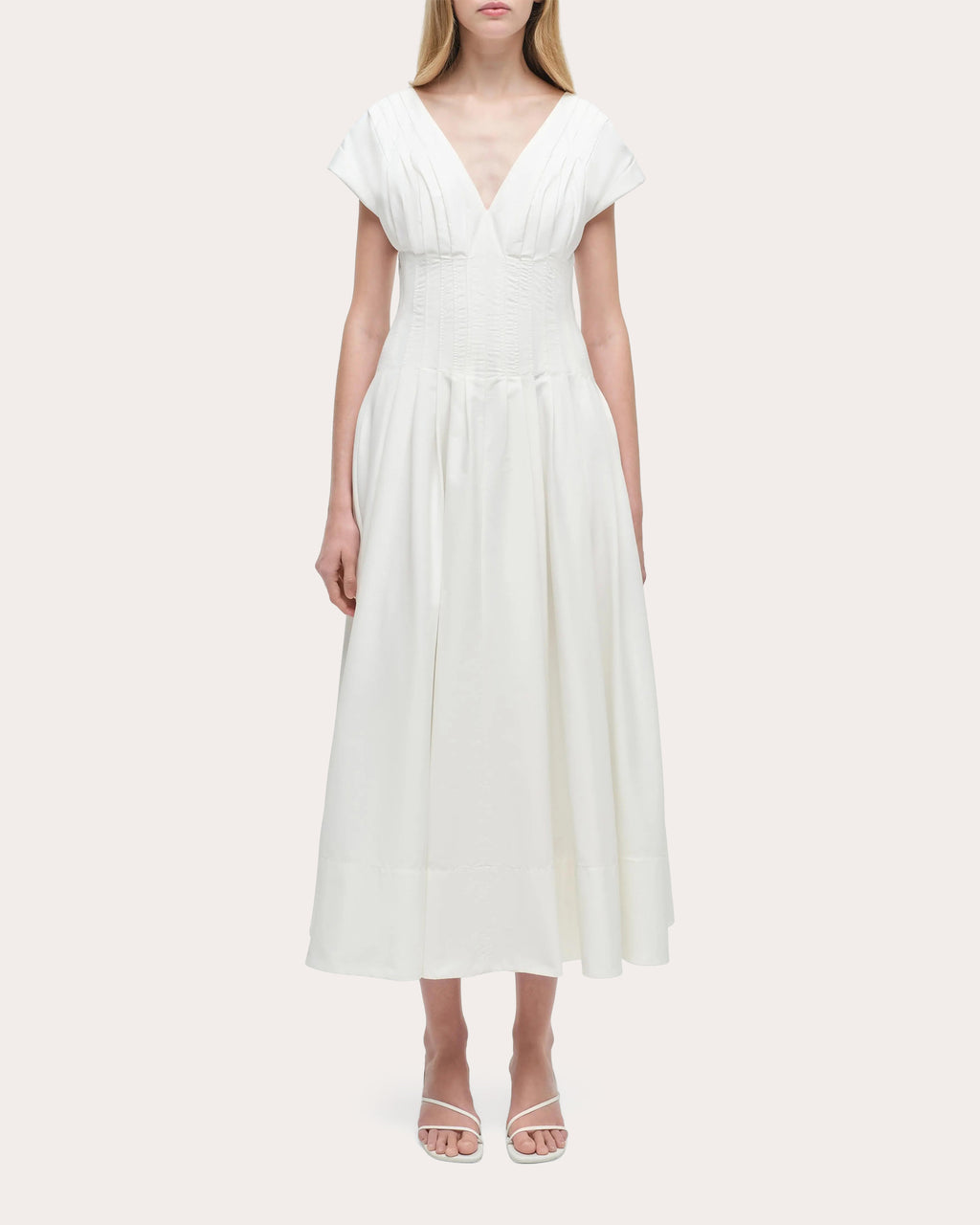 Nina Pleated Faille Midi Dress