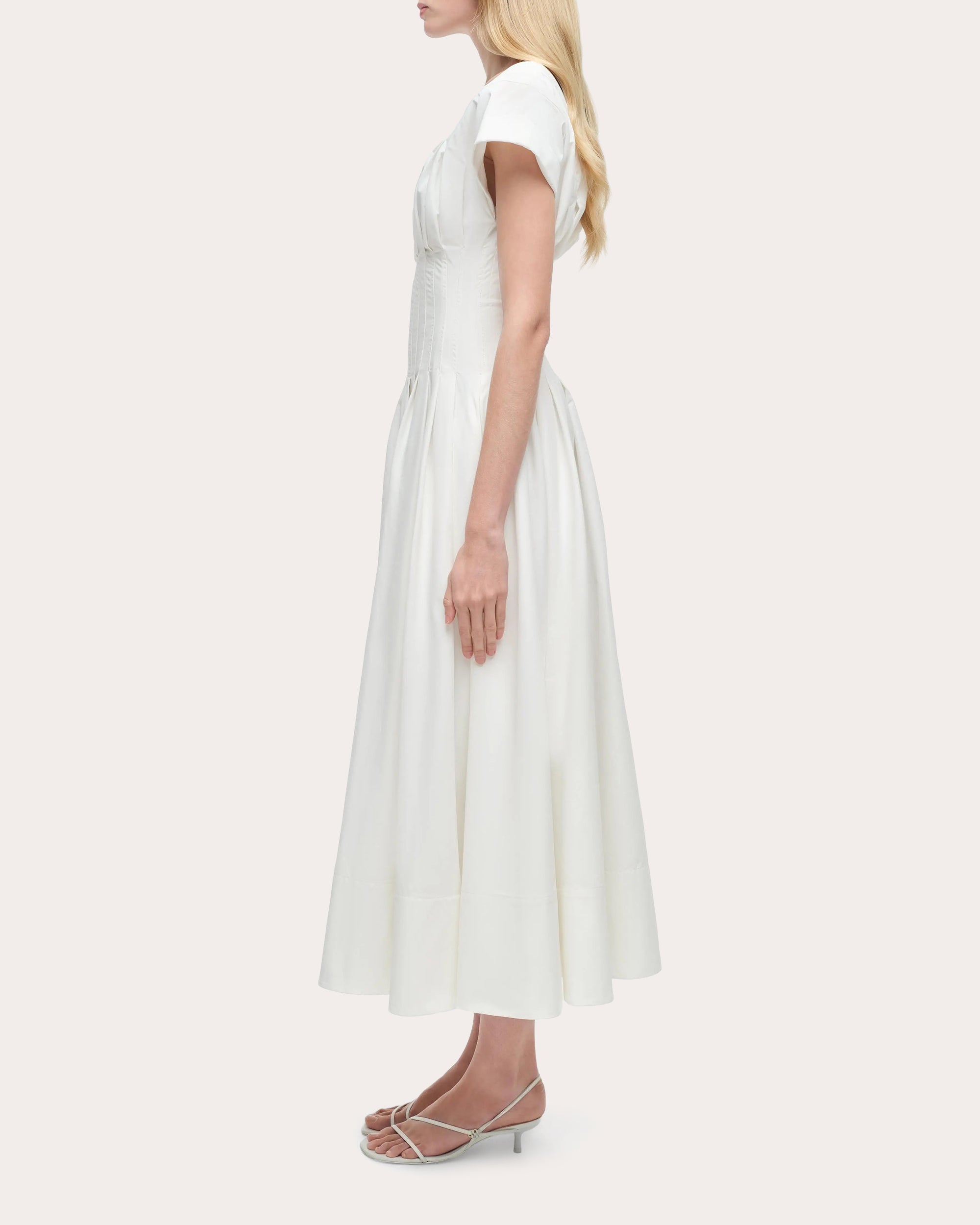 Nina Pleated Faille Midi Dress