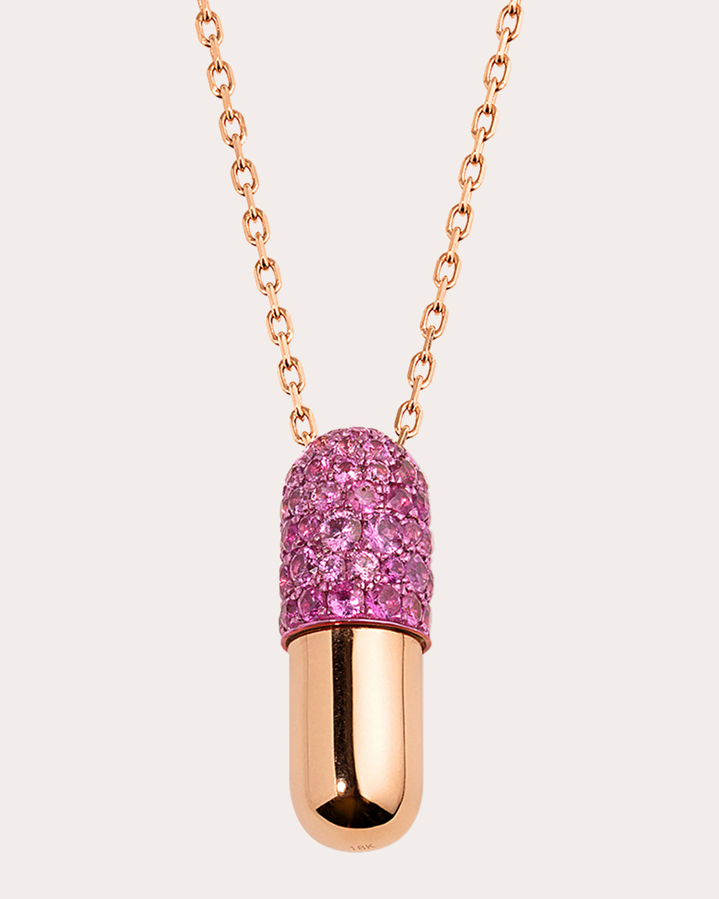 Pink Sapphire & 18k Rose Gold Large Pill Pendant Necklace