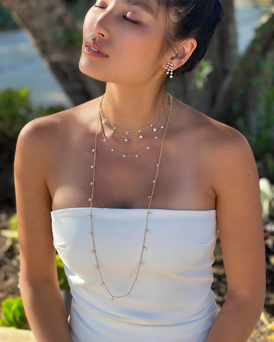 Small Floating 18K Gold Diamond Necklace