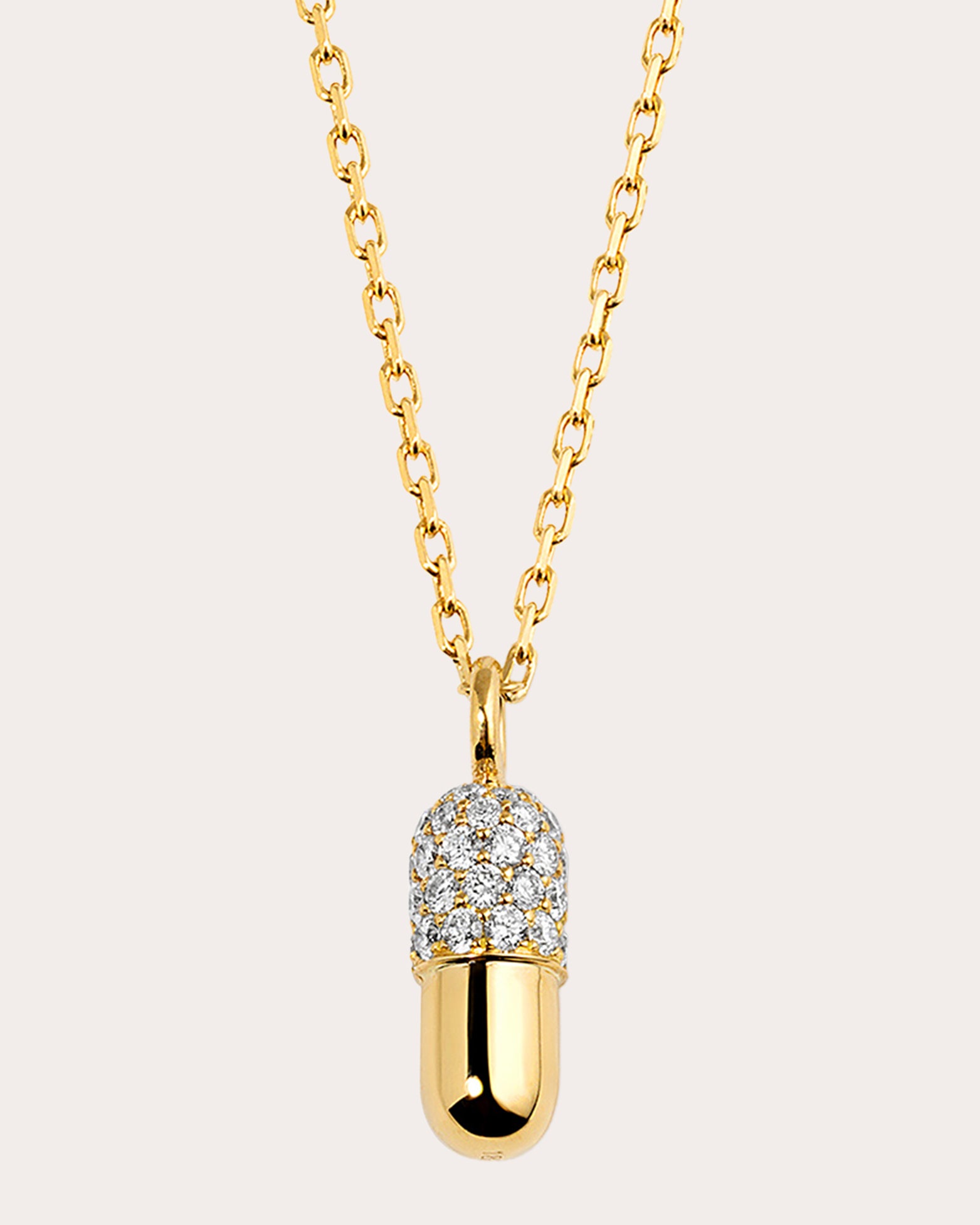 Diamond & 18k Gold Mini Pill Pendant Necklace
