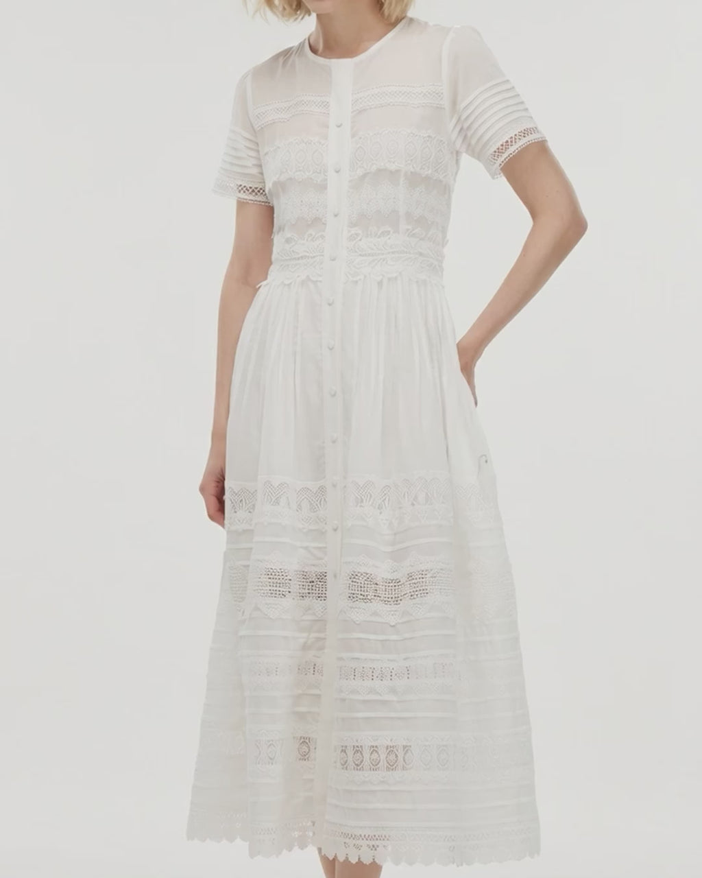 Camila Crochet Cotton Lace Button Maxi Dress