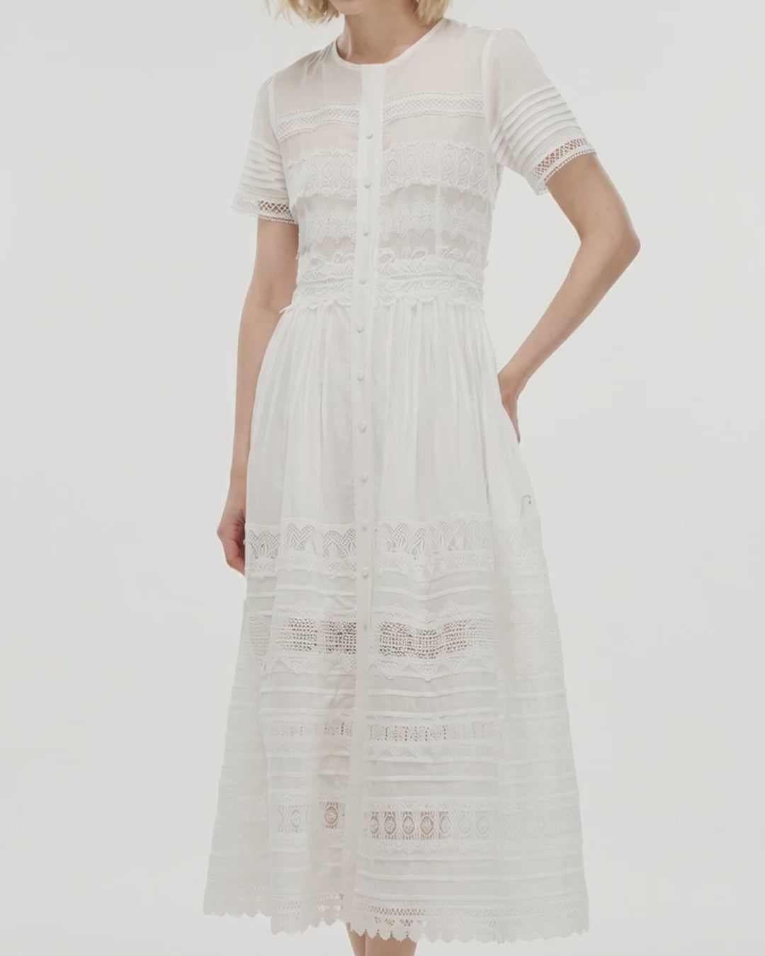 Camila Crochet Cotton Lace Button Maxi Dress