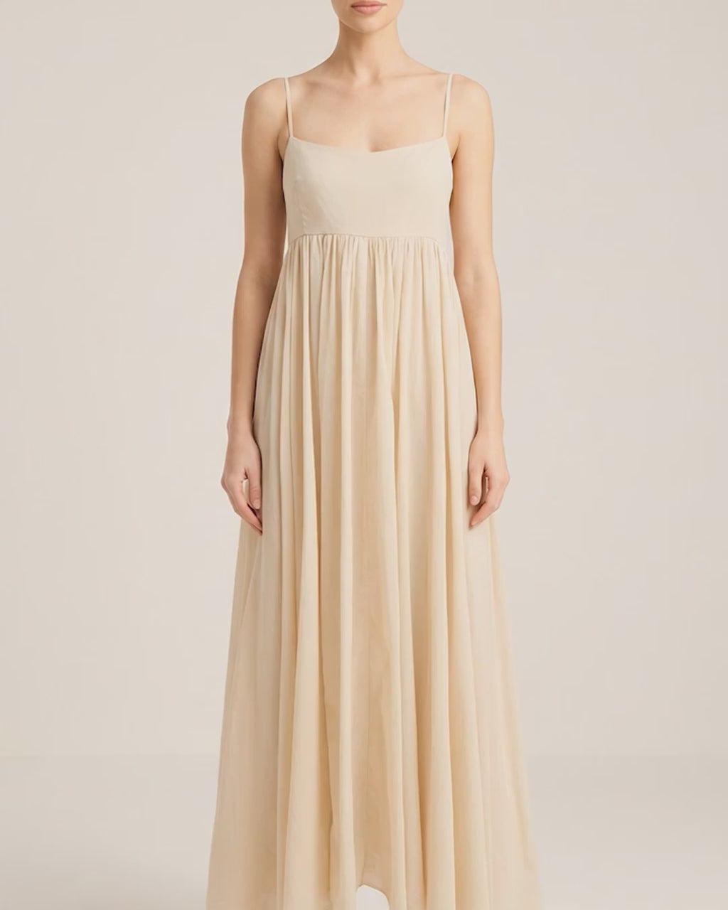 Rachel Cotton Voile Gathered Midi Dress