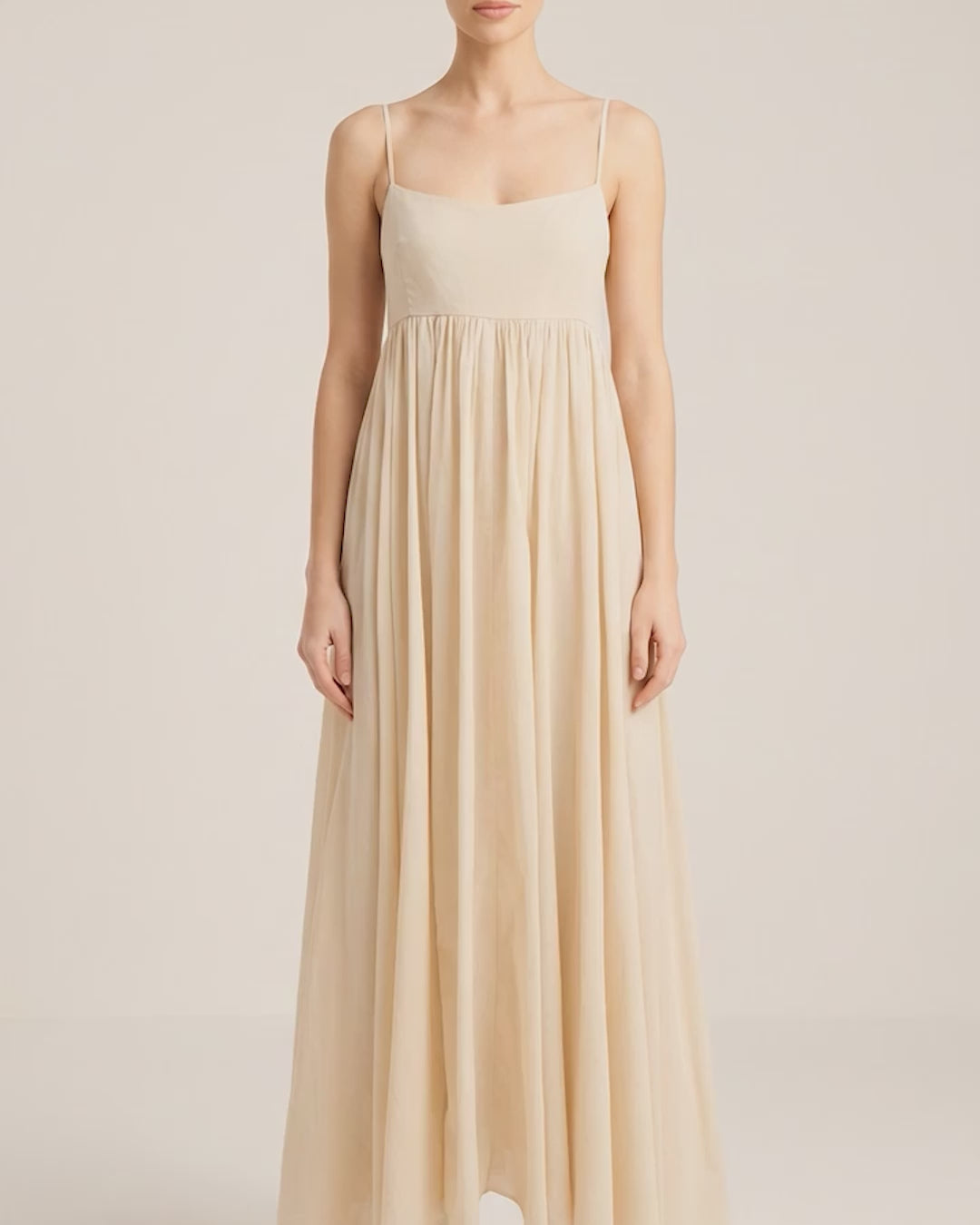 Rachel Cotton Voile Gathered Midi Dress