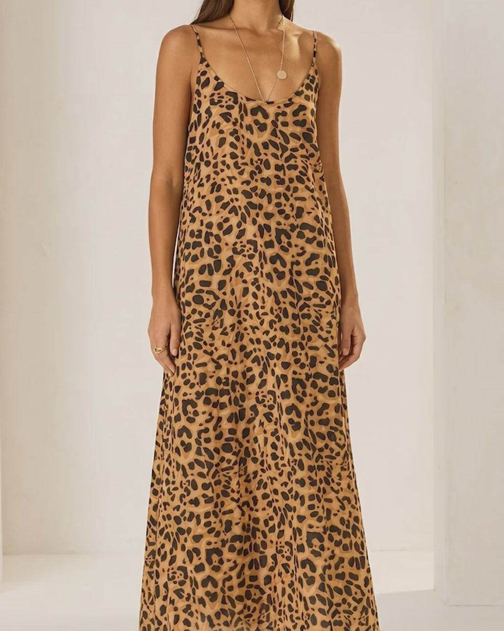 Heather Leopard Cotton Maxi Slip Dress