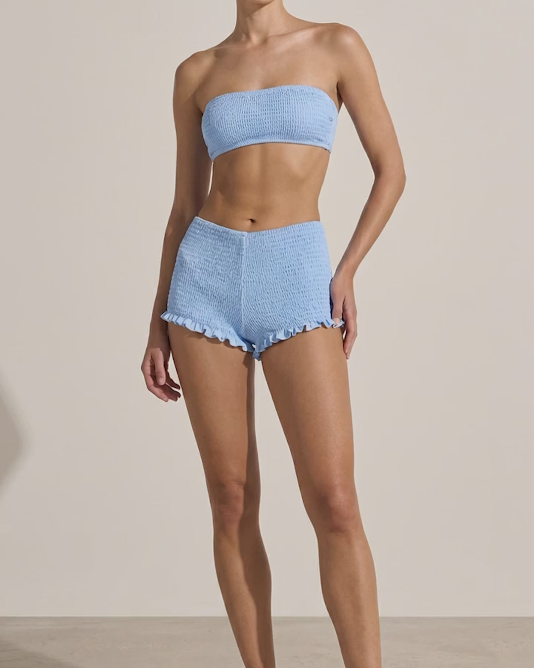 Sea Frill-Trim Smocked Swim Shorts
