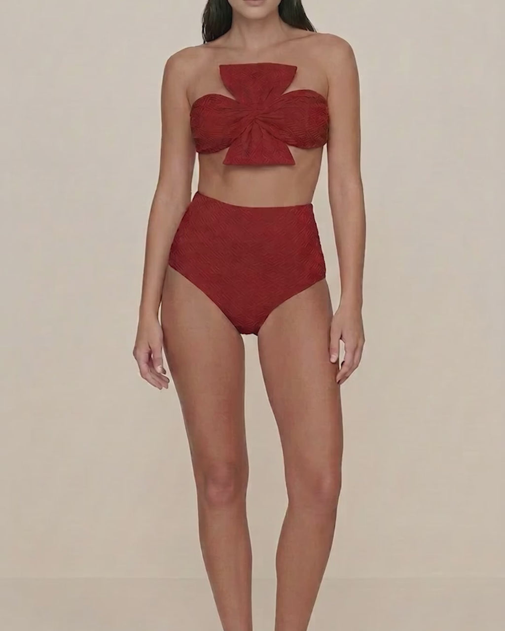 Ara Jacquard High-Waist Bikini Bottoms