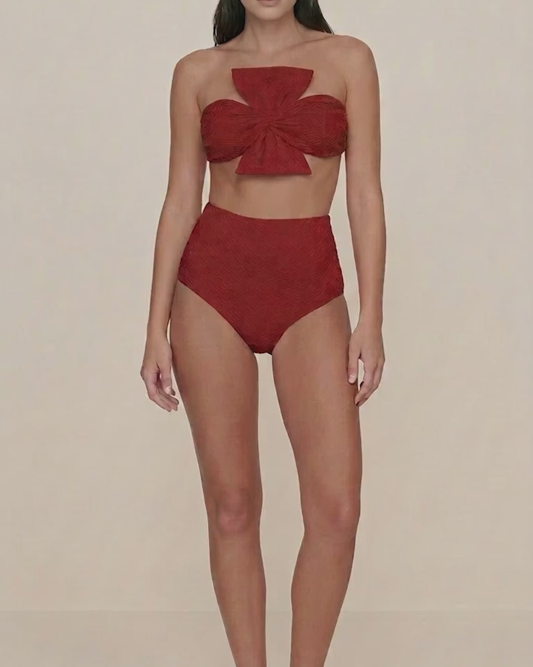 Ara Jacquard High-Waist Bikini Bottoms
