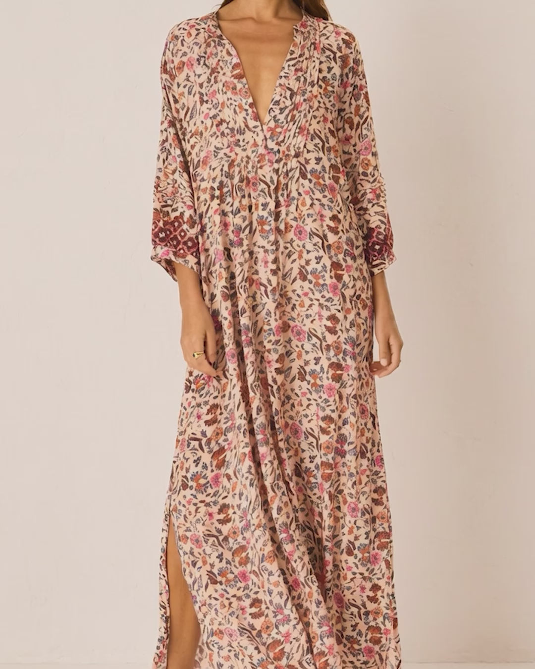 Sammie Floral Pleated Button-Front Maxi Dress