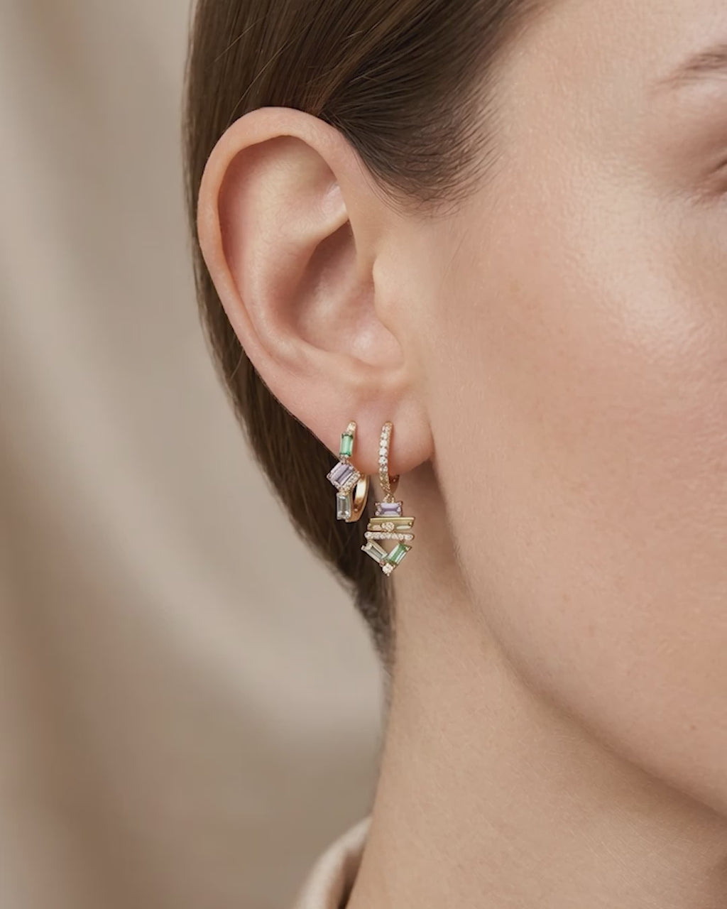 Diamond & Gemstone Ethereal Angel Huggie Earrings
