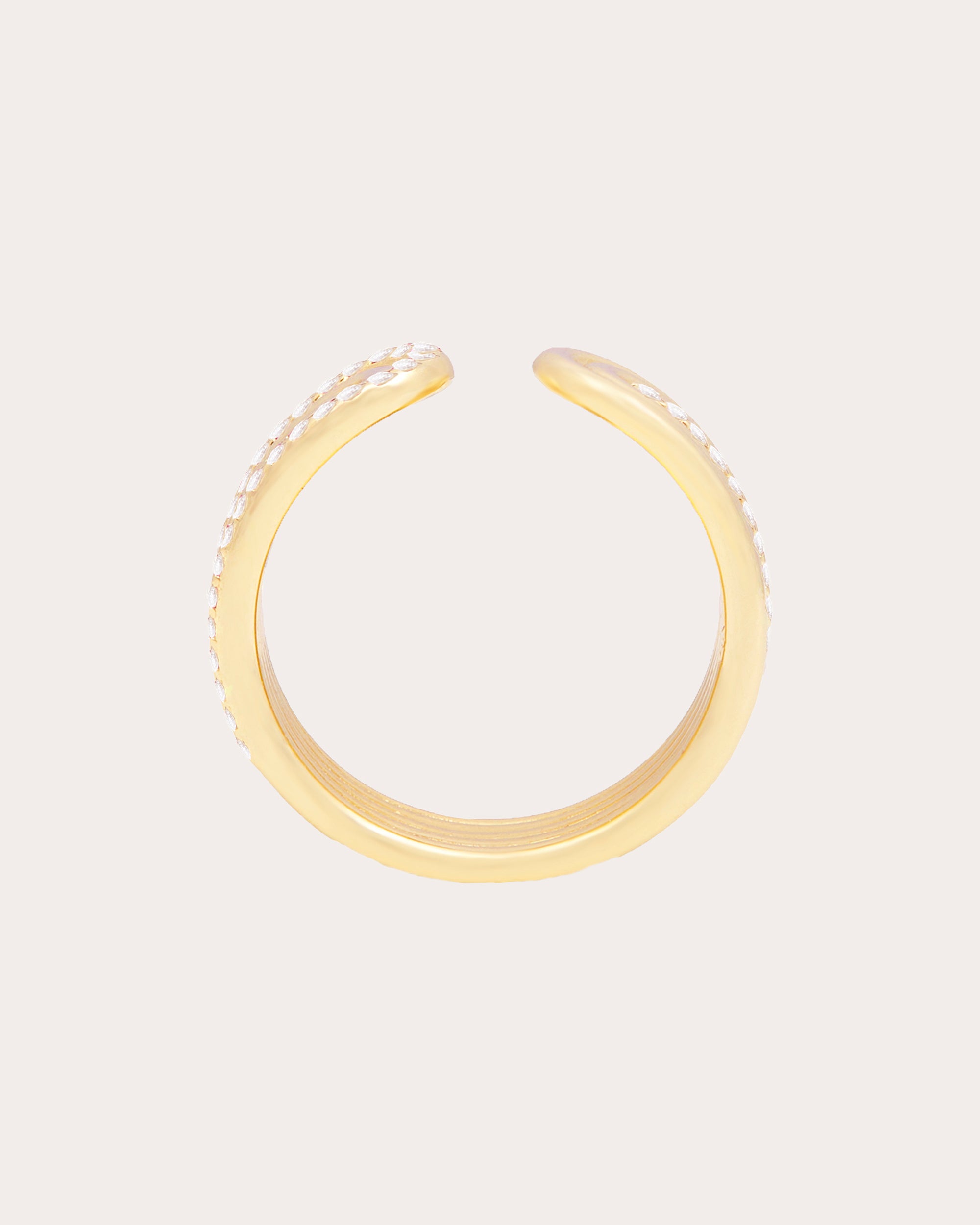 Diamond & 14k Gold Found Ribbed Open Ring