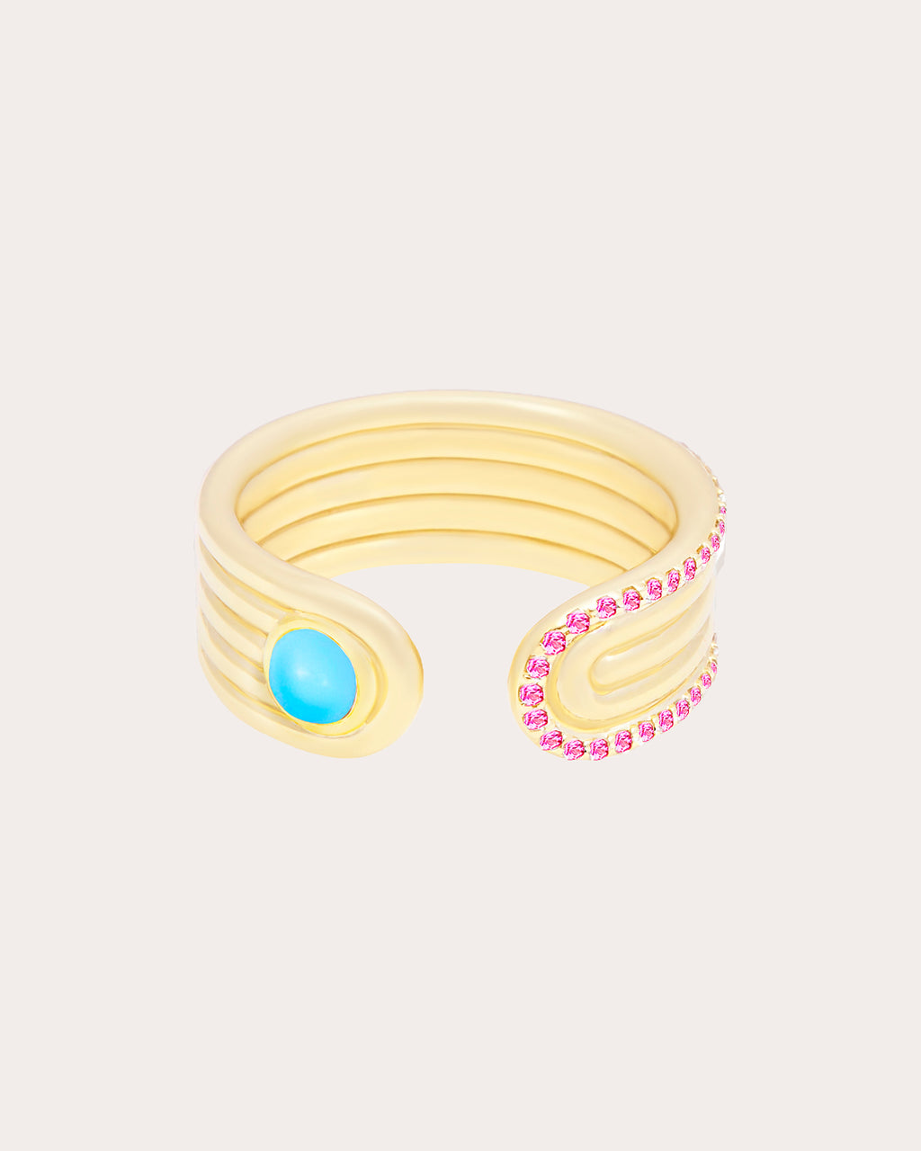 Turquoise Cabochon Found Open Ring