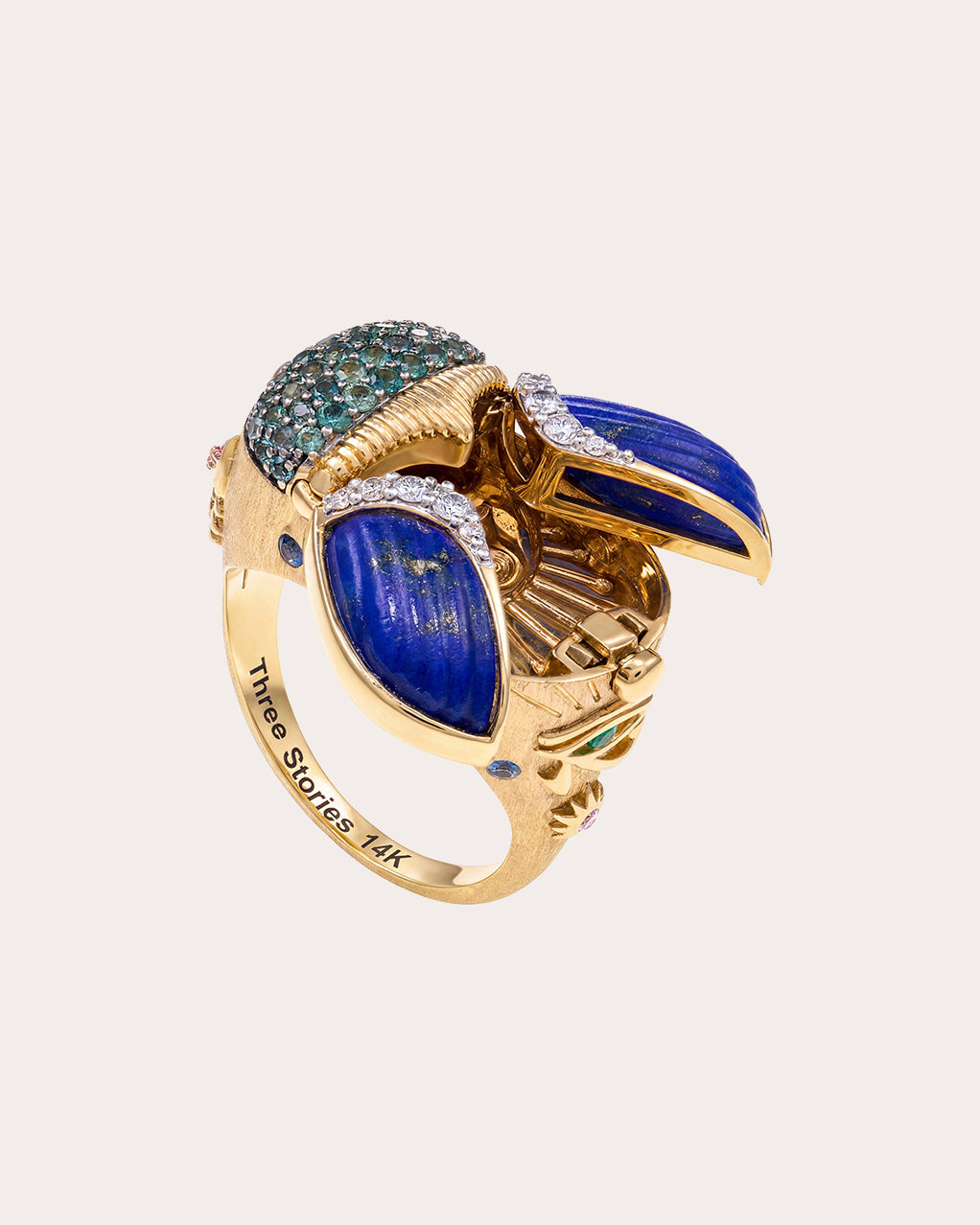 14k Gold Sacred Scarab Poison Ring