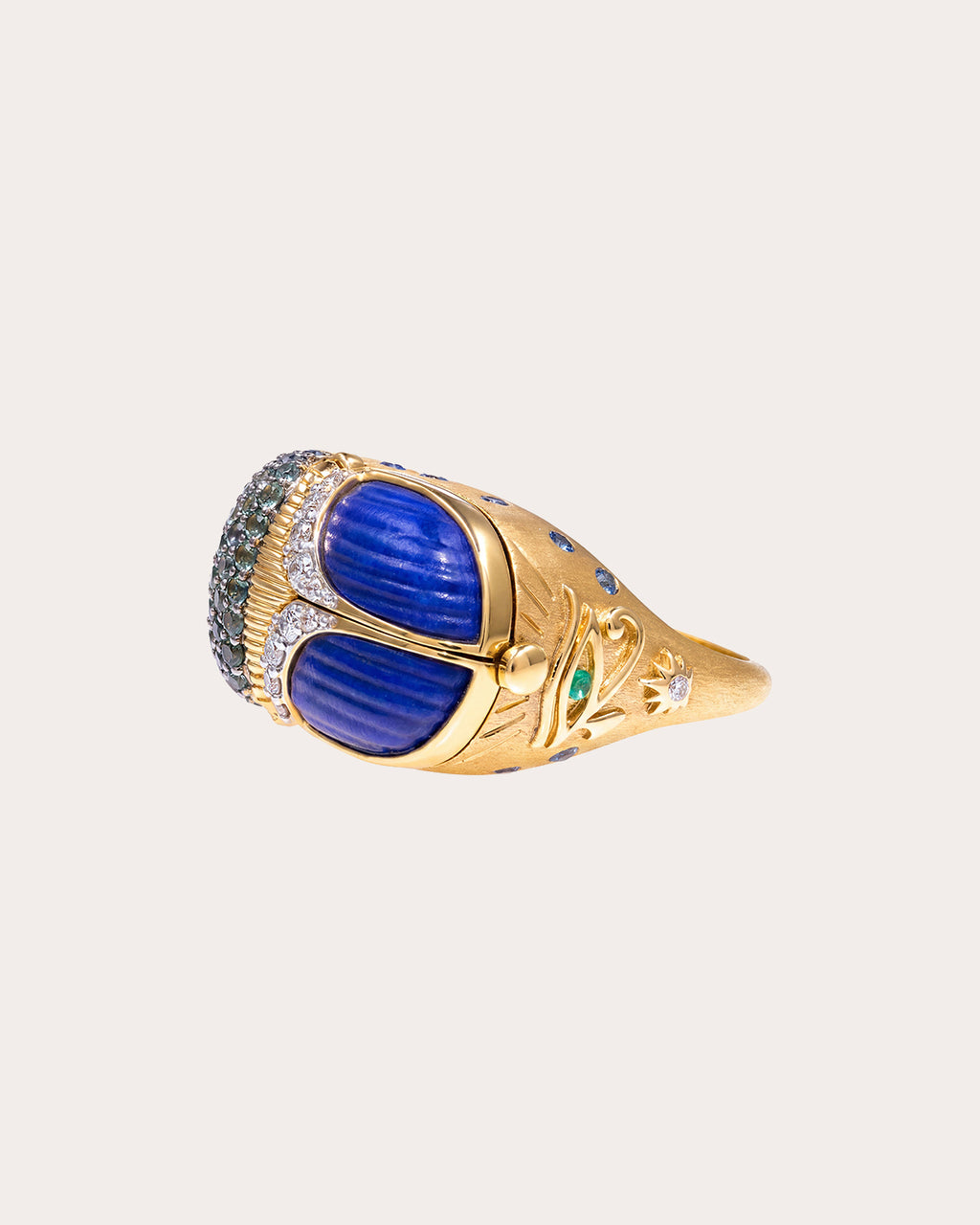 14k Gold Sacred Scarab Poison Ring