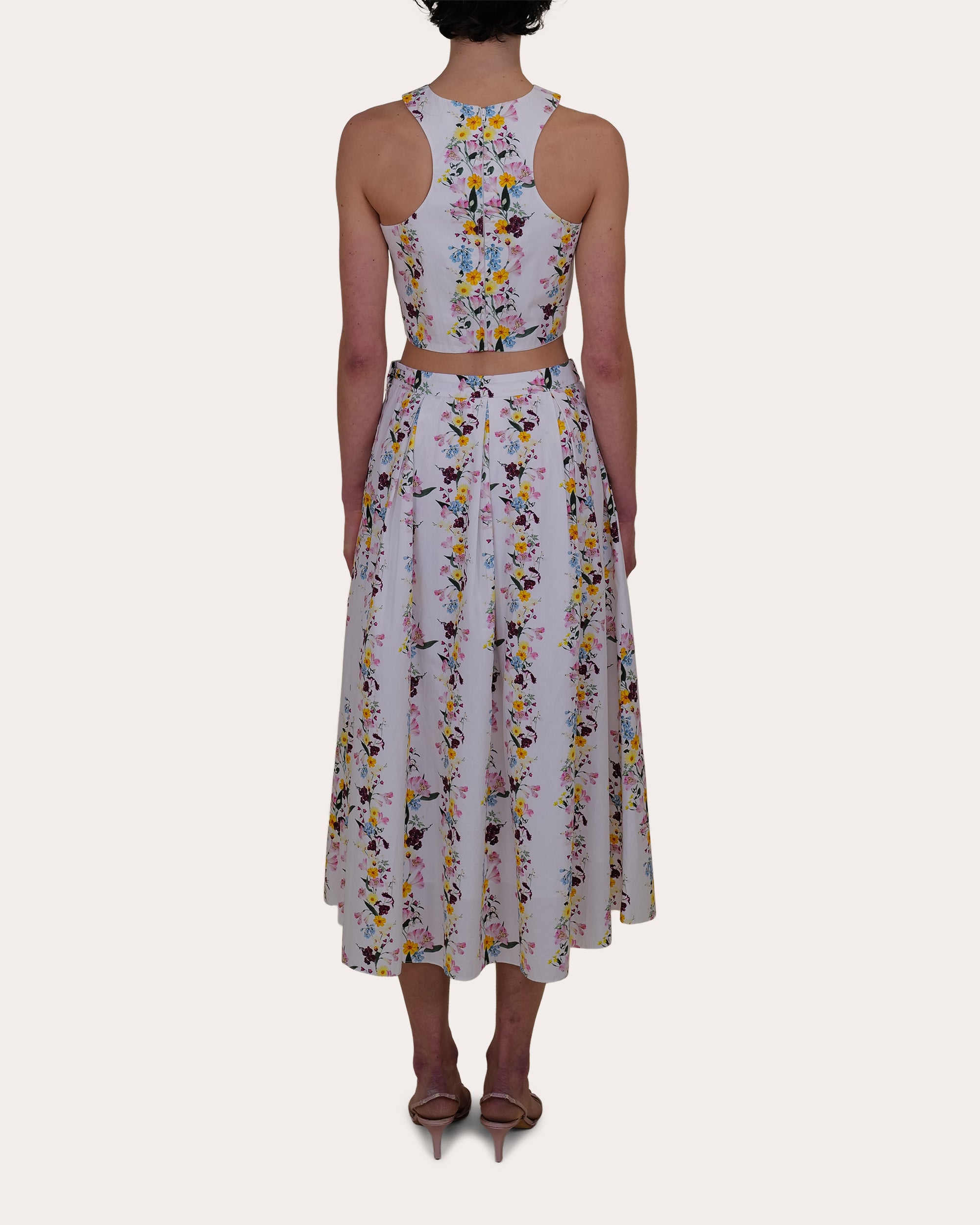 Sheridan Floral Cotton Poplin Pleated Midi Skirt