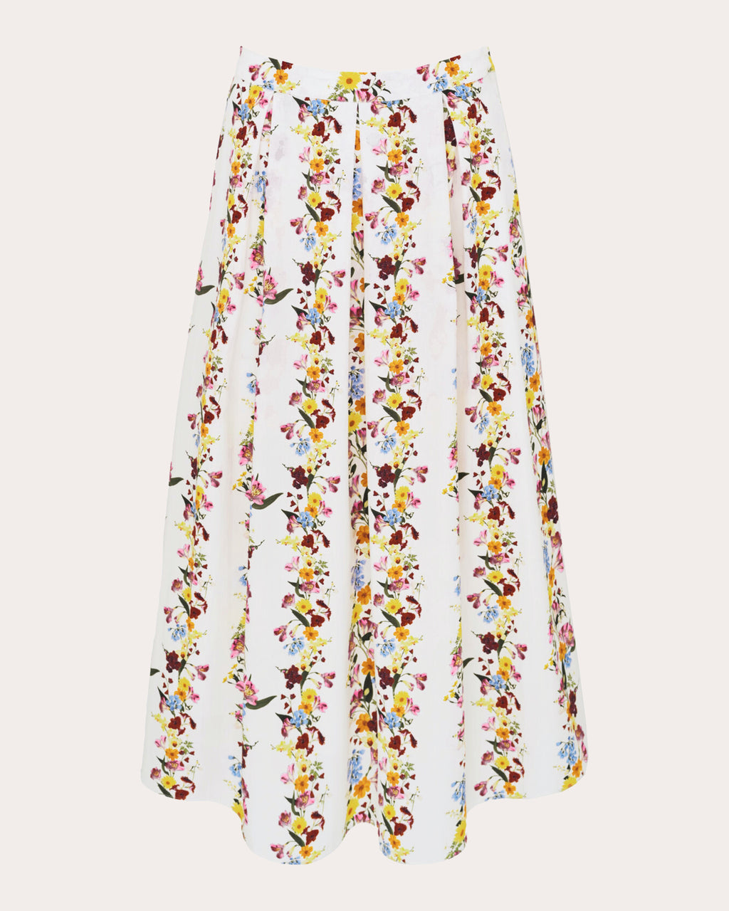 Sheridan Floral Cotton Poplin Pleated Midi Skirt