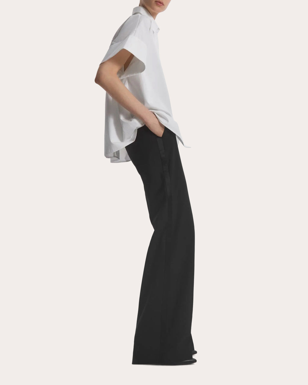 Cotton Poplin Boxy Short-Sleeve Shirt