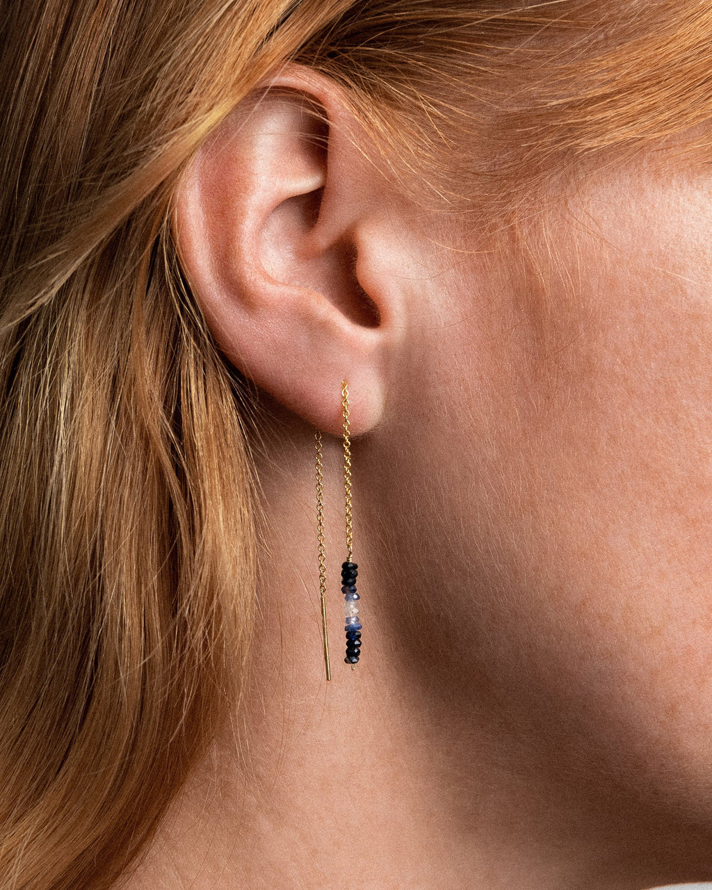 Sapphire Chain Threader Earring