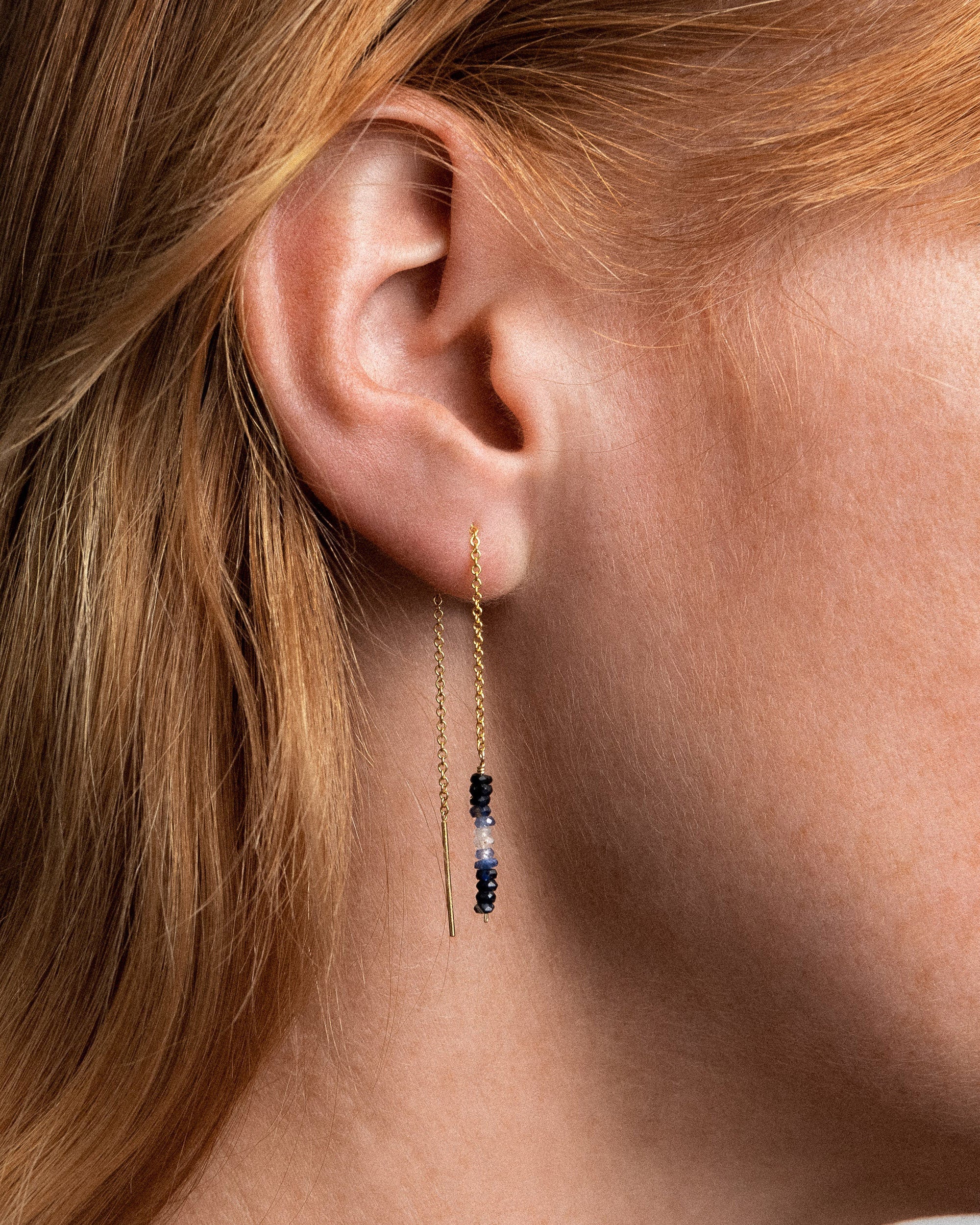 Sapphire Chain Threader Earring