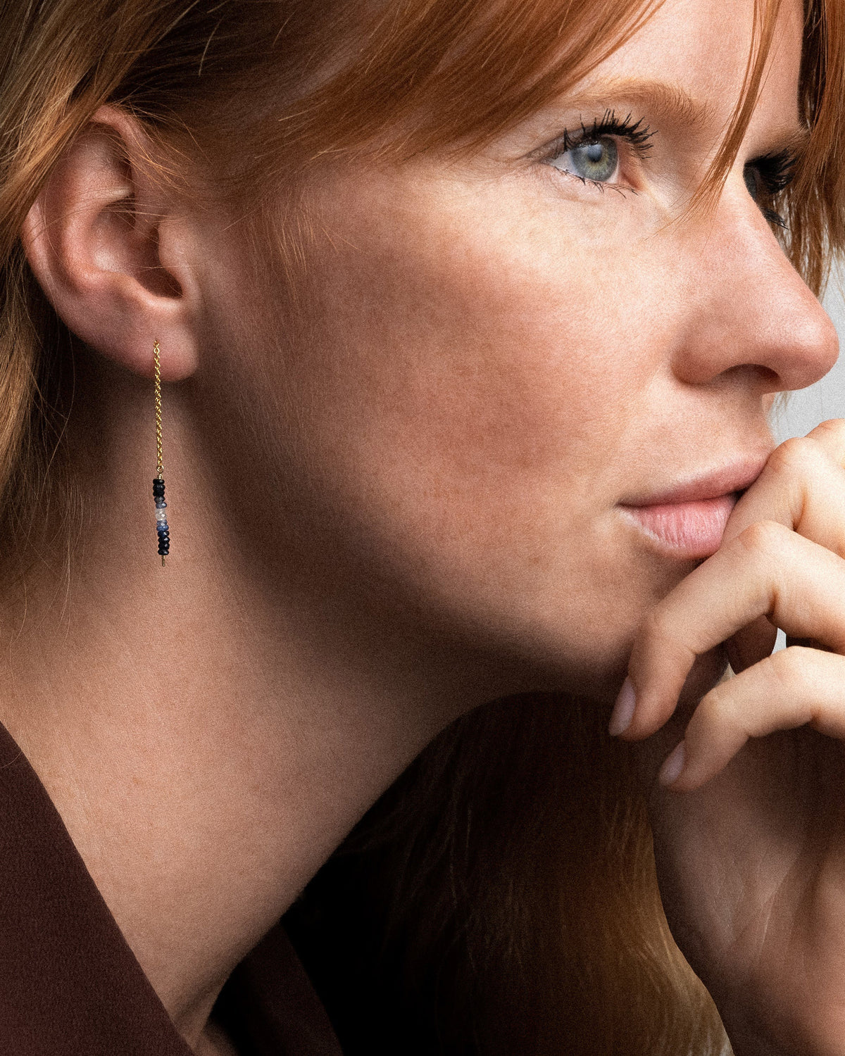 Sapphire Chain Threader Earring