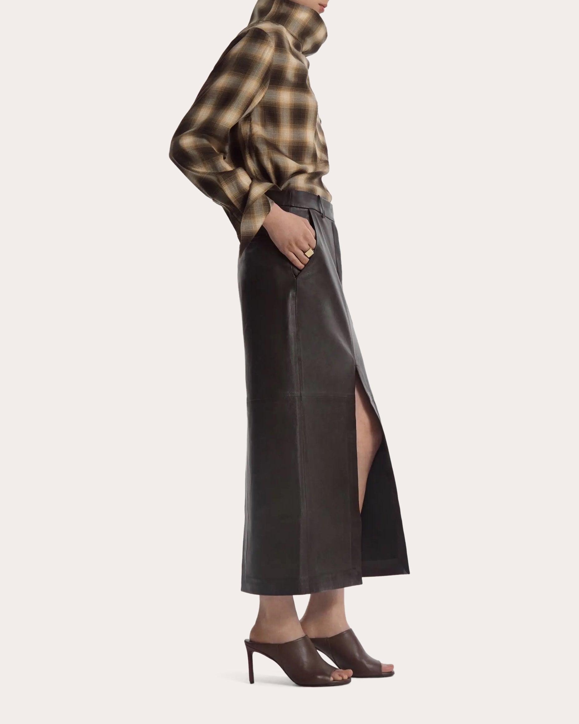 Plaid Asymmetric Drape Workwear Shirt