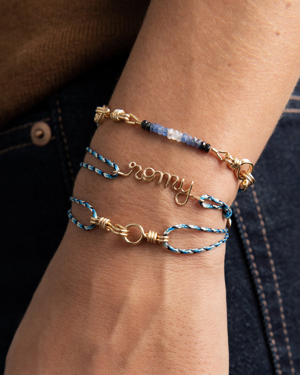 Sapphire Attache-Moi Knot Cord Bracelet