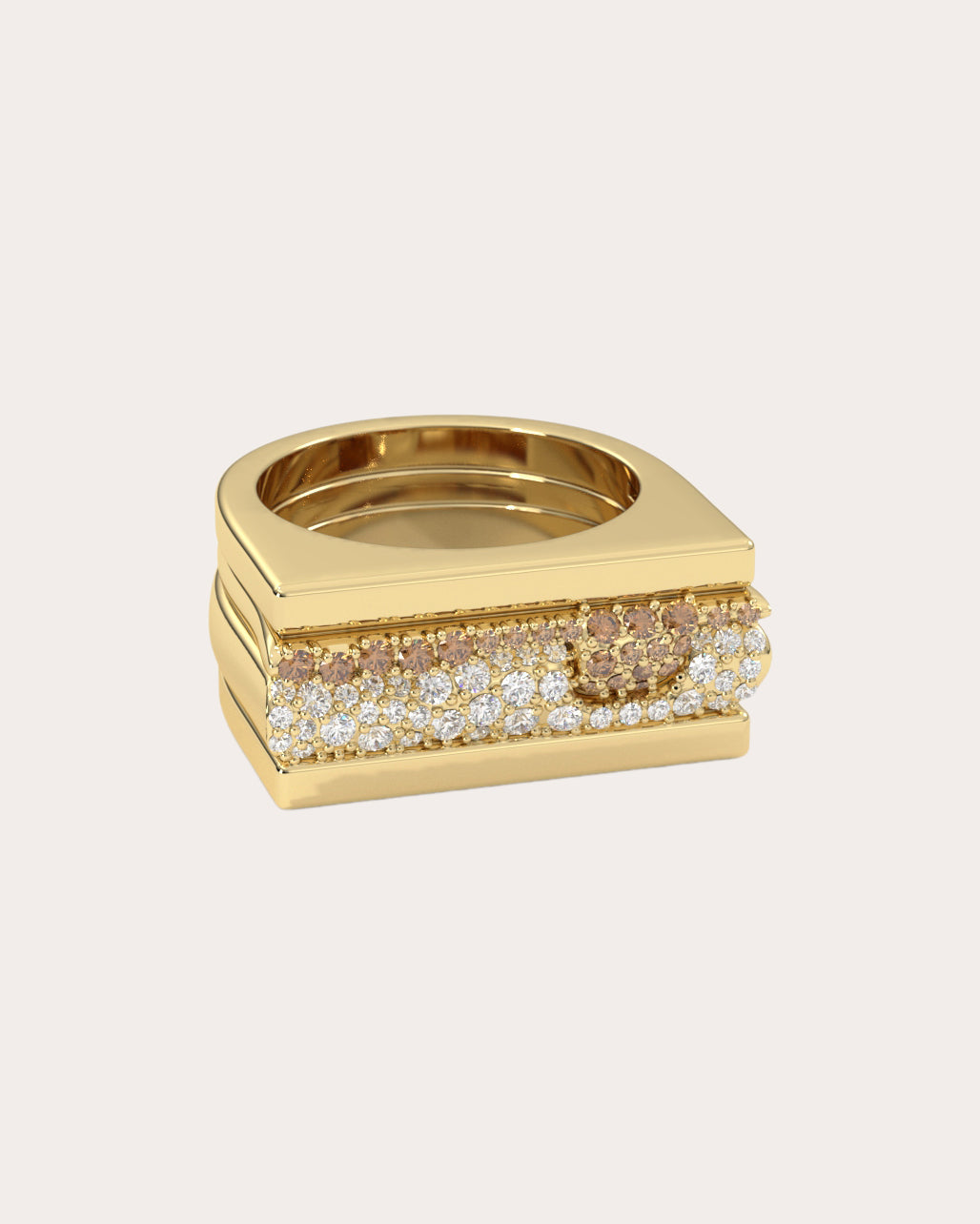 Brown & White Diamond S'mores Ring Stack