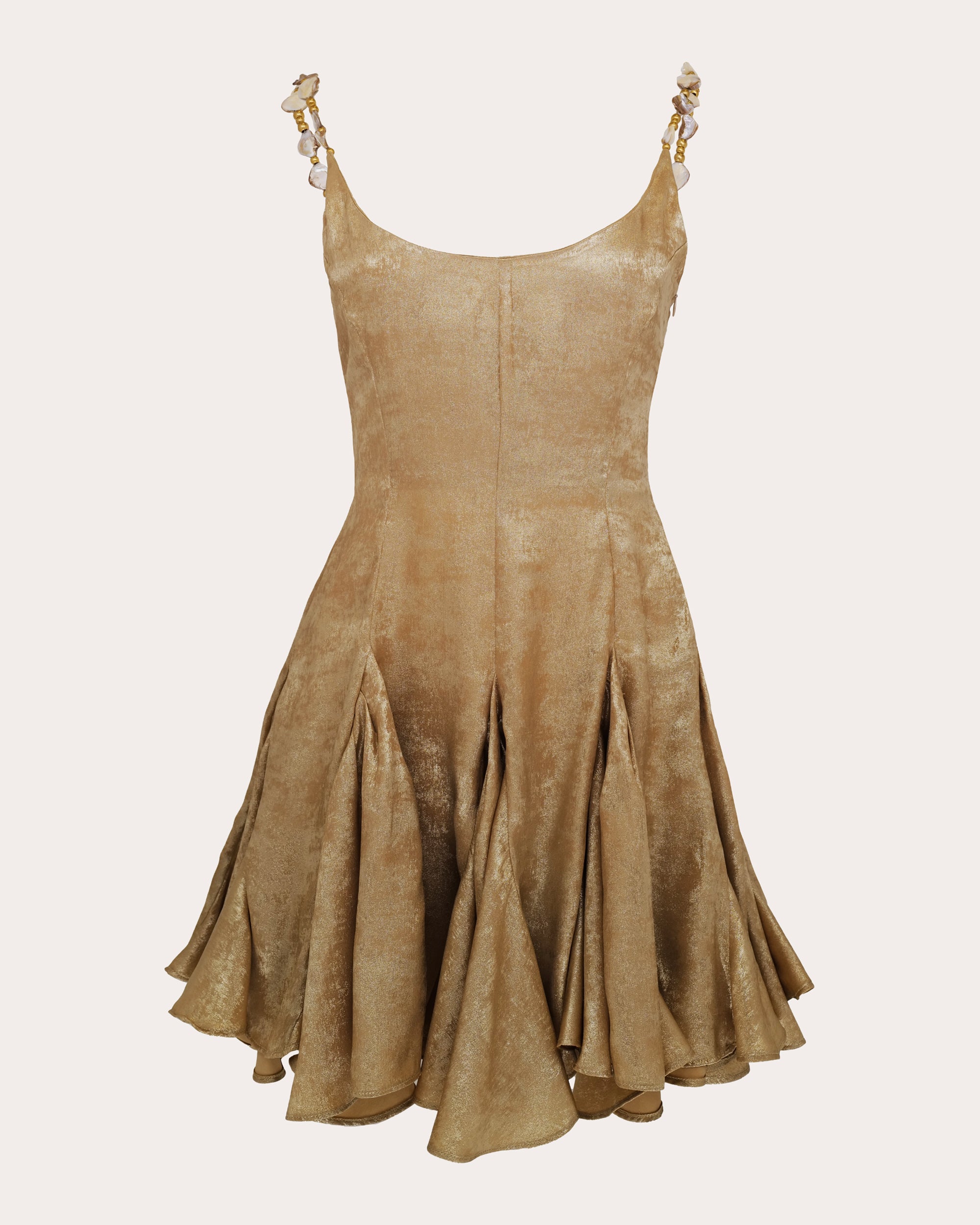 Solenne Metallic Lamé Flared Mini Dress