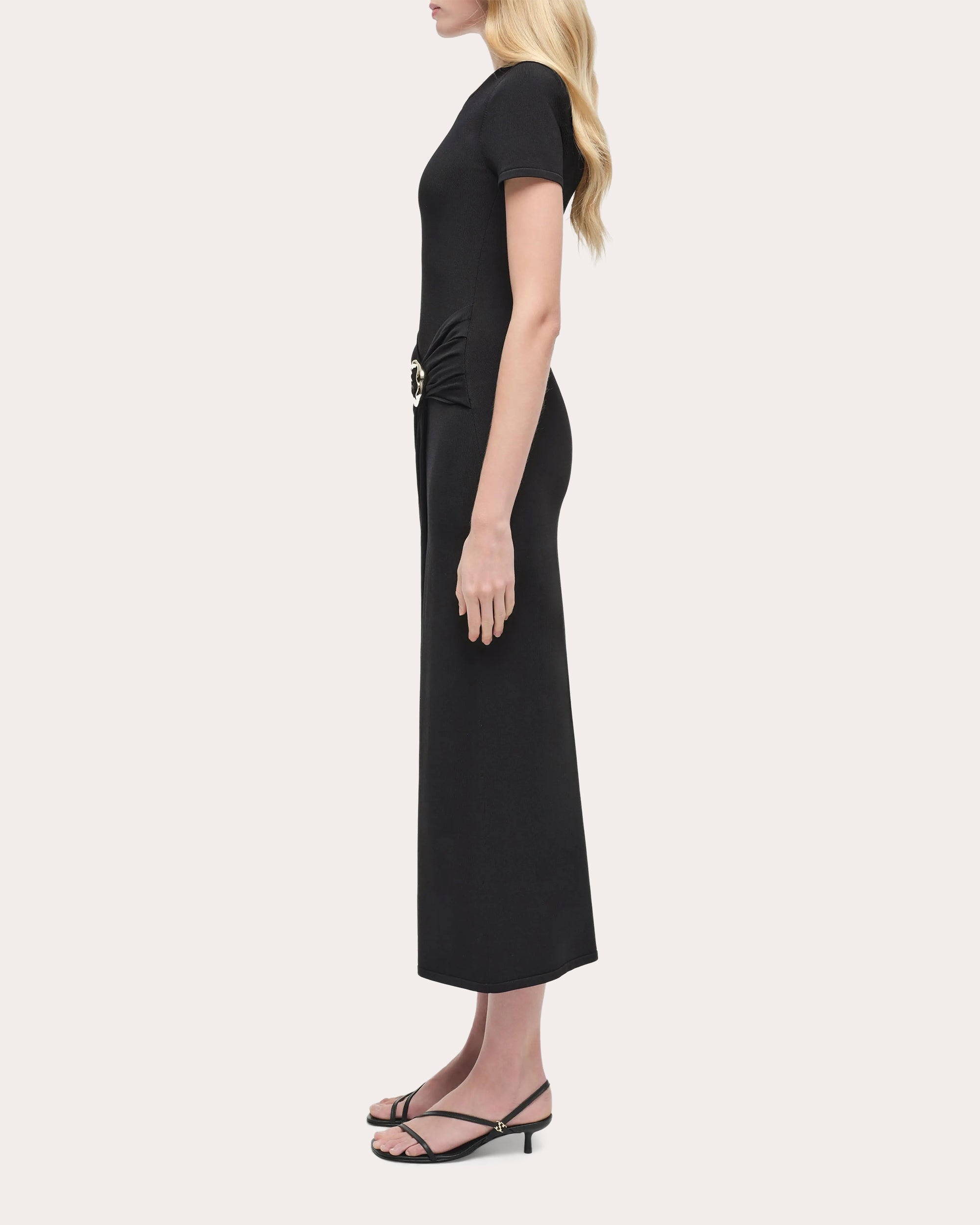 Soren Gathered Knit Hardware Midi Dress