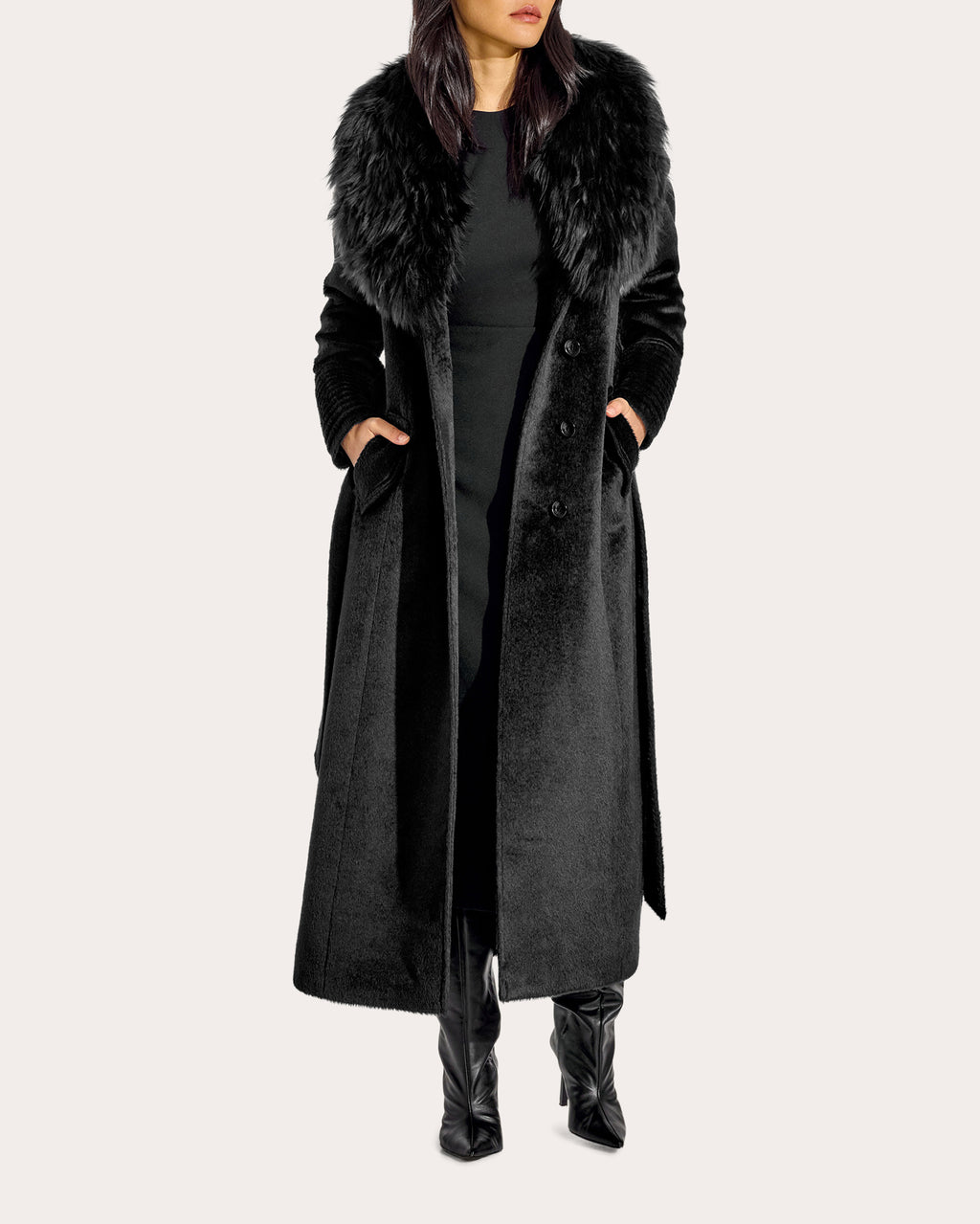 Suri Alpaca Fur Collar Maxi Coat