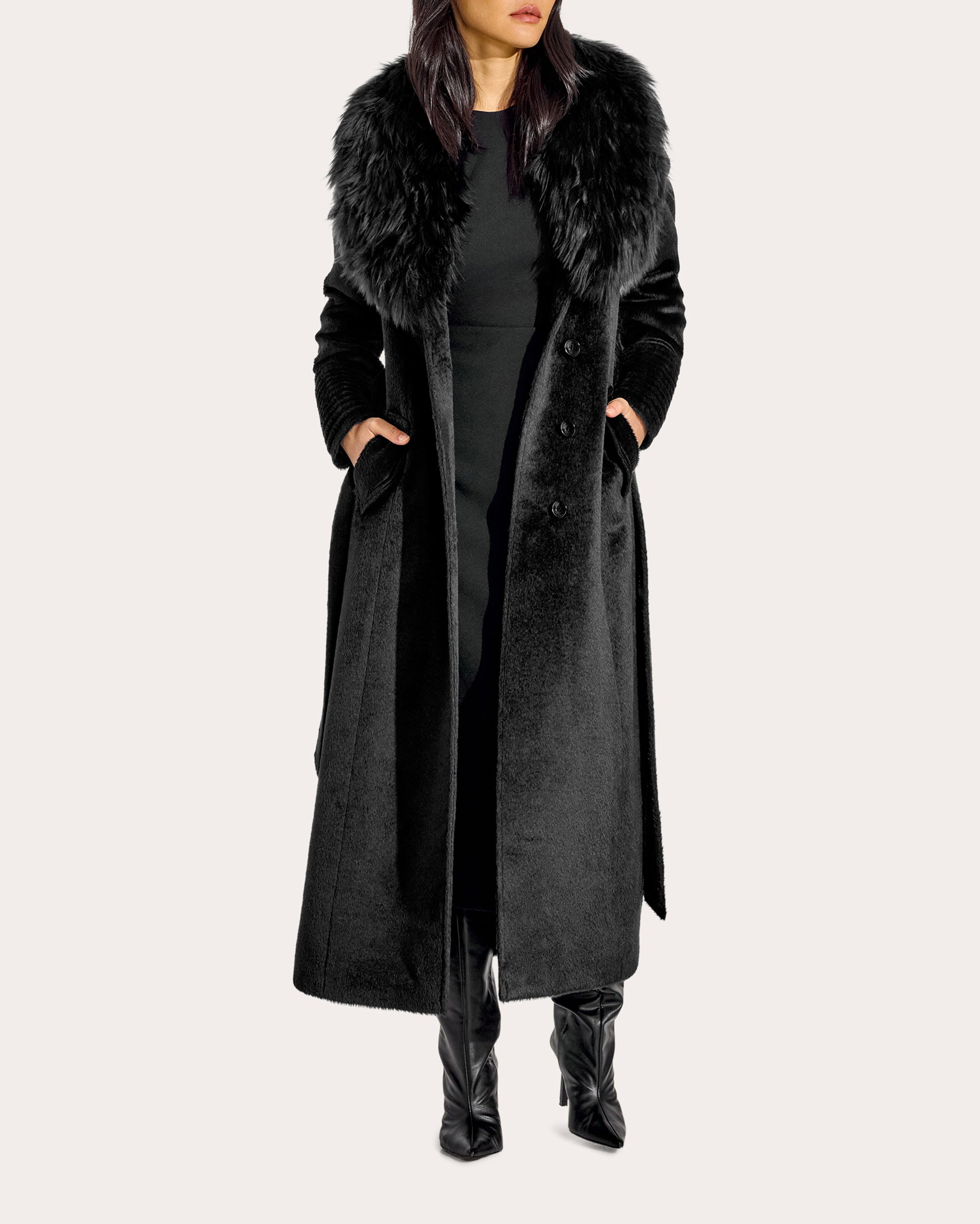 Suri Alpaca Fur Collar Maxi Coat