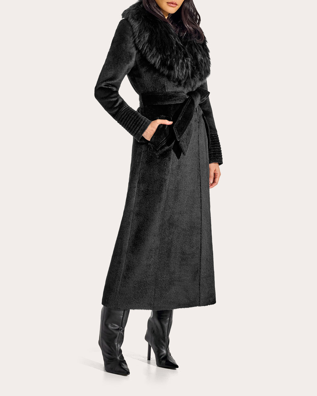 Suri Alpaca Fur Collar Maxi Coat