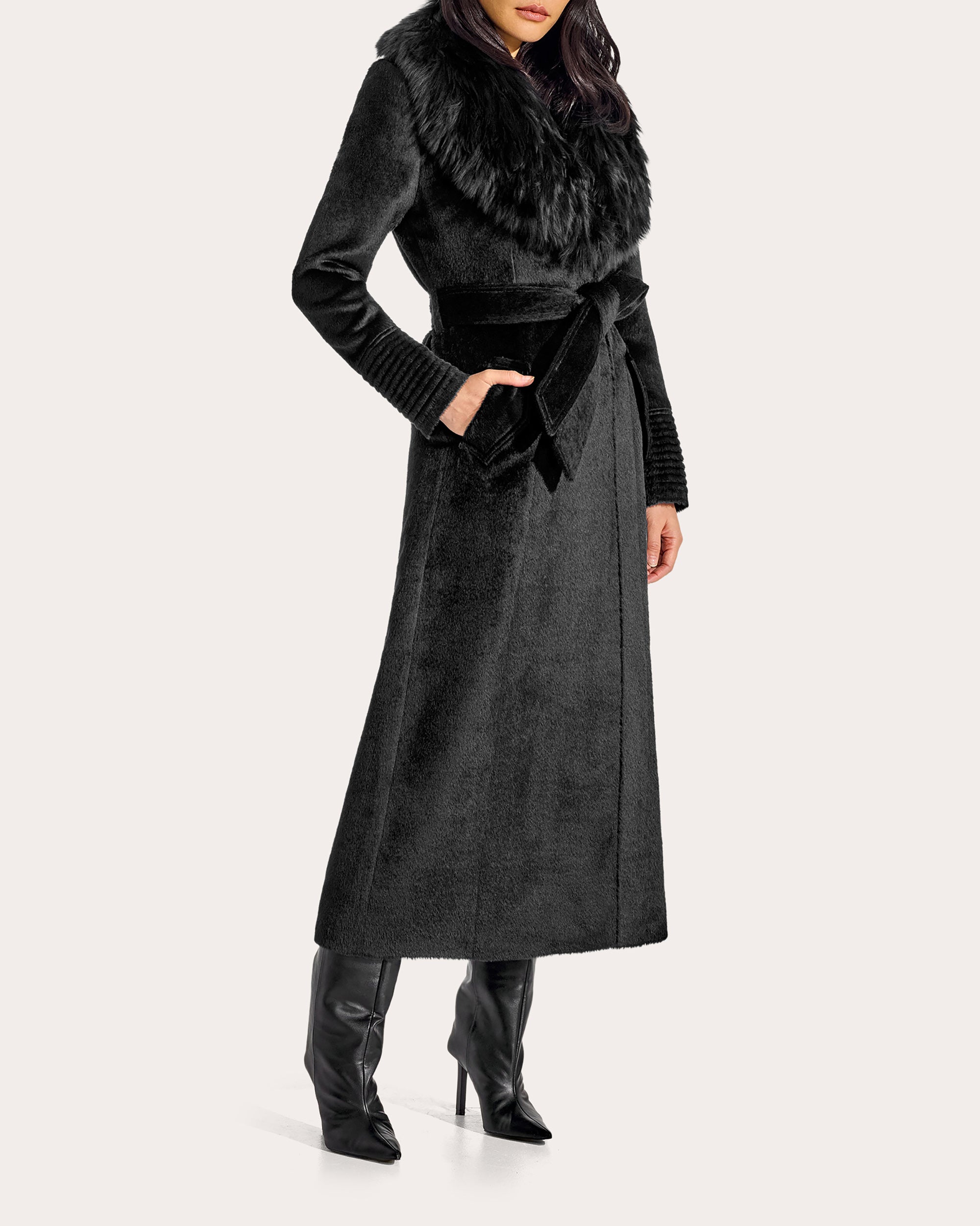 Suri Alpaca Fur Collar Maxi Coat