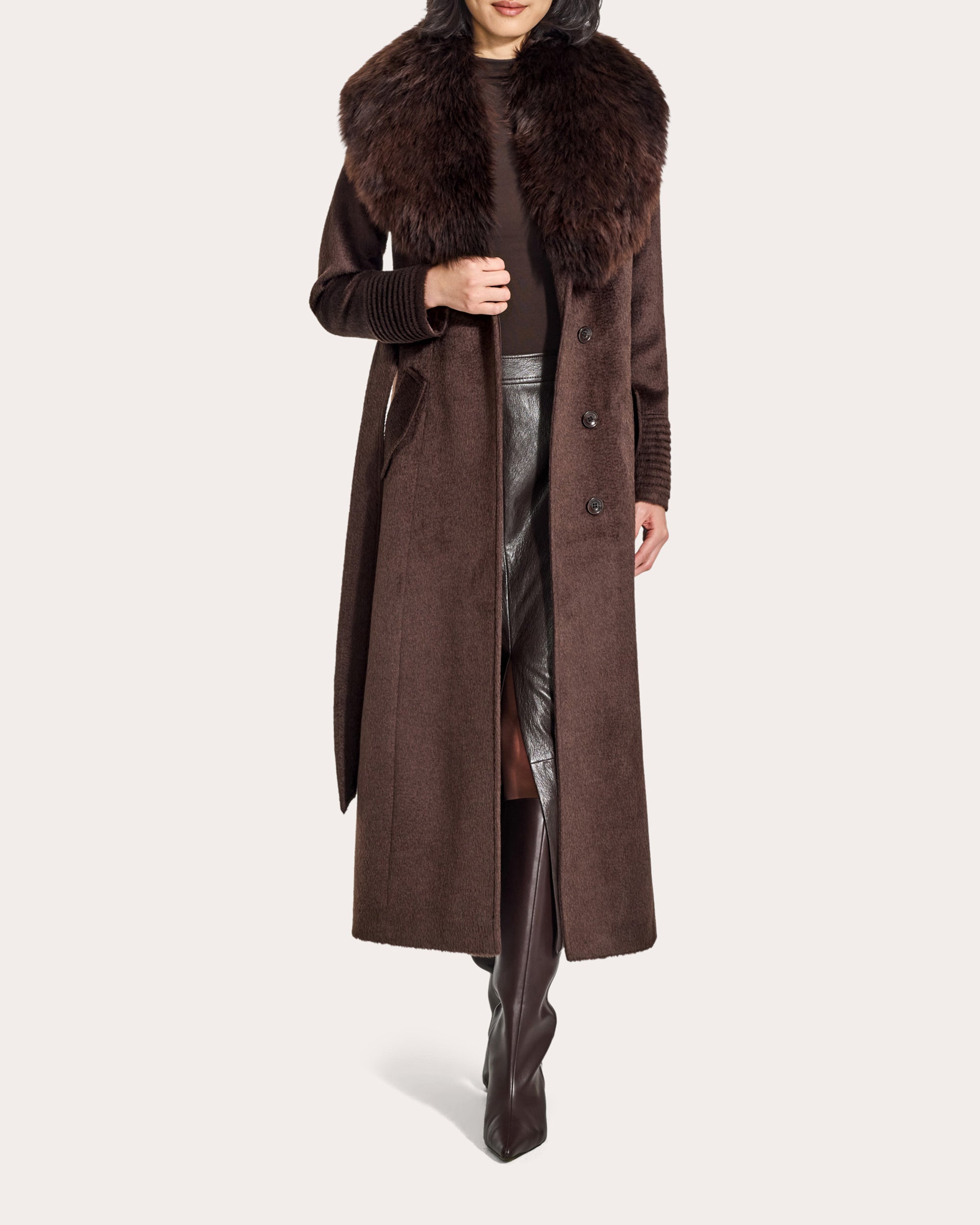 Suri Alpaca Fur Collar Maxi Coat