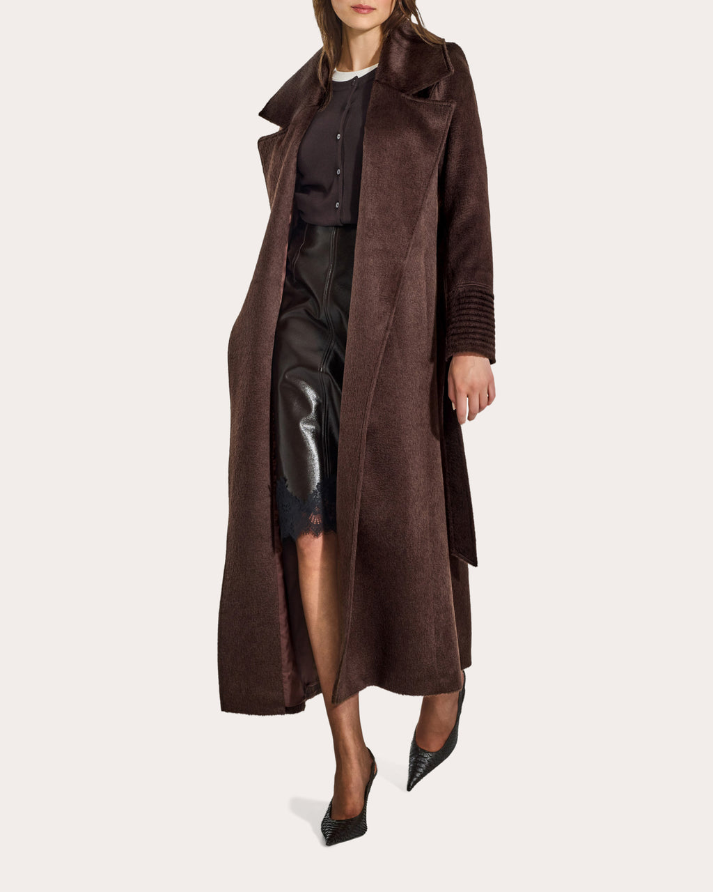 Suri Alpaca Notched Collar Maxi Wrap Coat