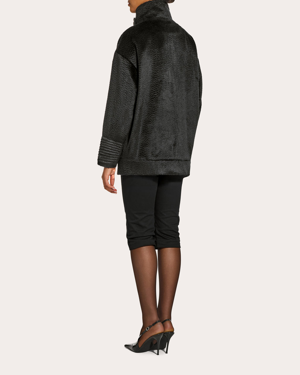 Suri Alpaca Stand Collar Aviator Jacket