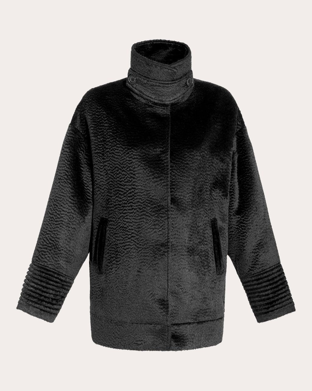 Suri Alpaca Stand Collar Aviator Jacket