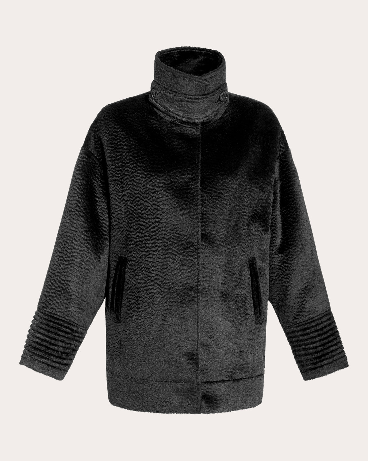 Suri Alpaca Stand Collar Aviator Jacket