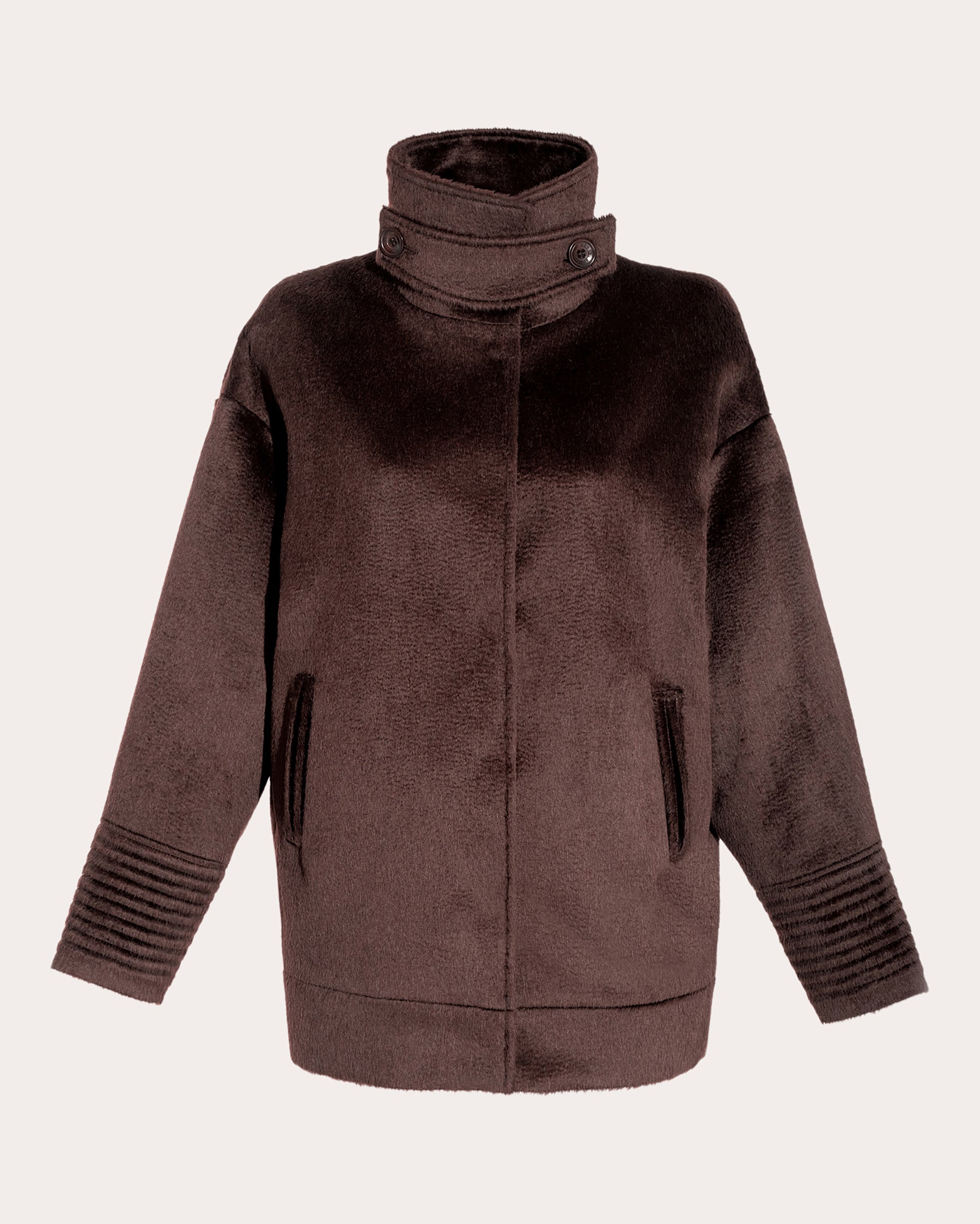 Suri Alpaca Stand Collar Aviator Jacket | Olivela