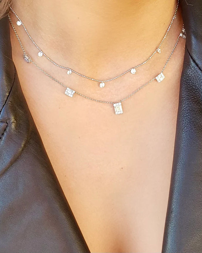 Small Floating 18K Gold Diamond Necklace