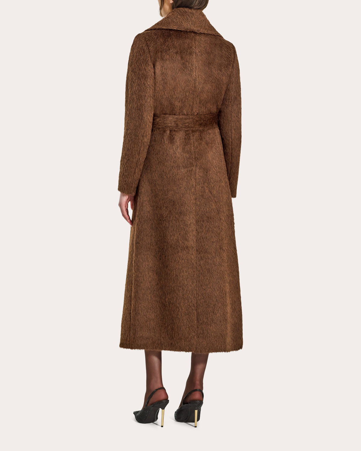 Textured Suri Alpaca Shawl Collar Maxi Wrap Coat
