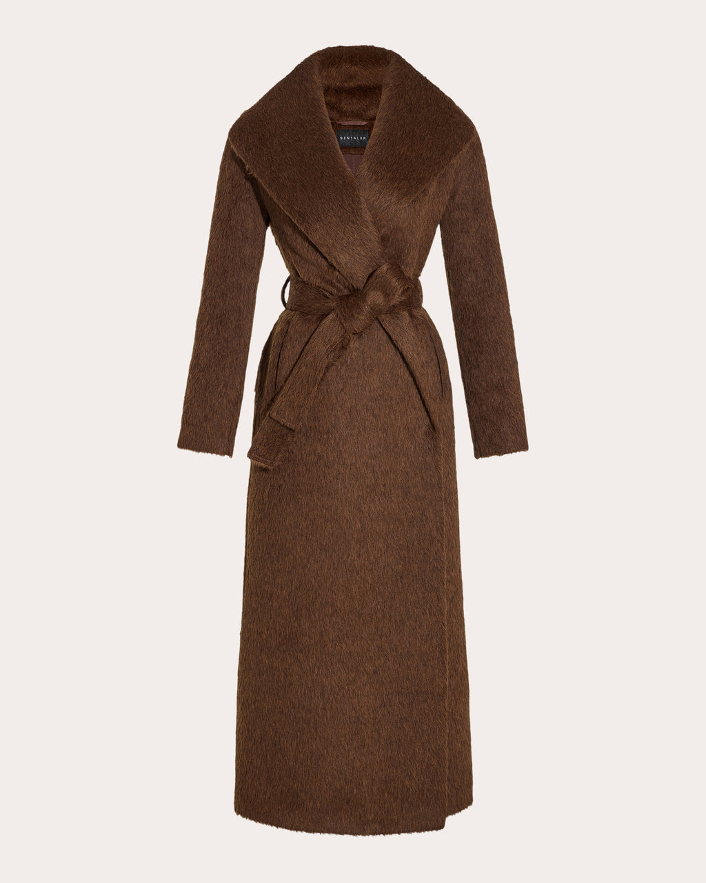 Textured Suri Alpaca Shawl Collar Maxi Wrap Coat